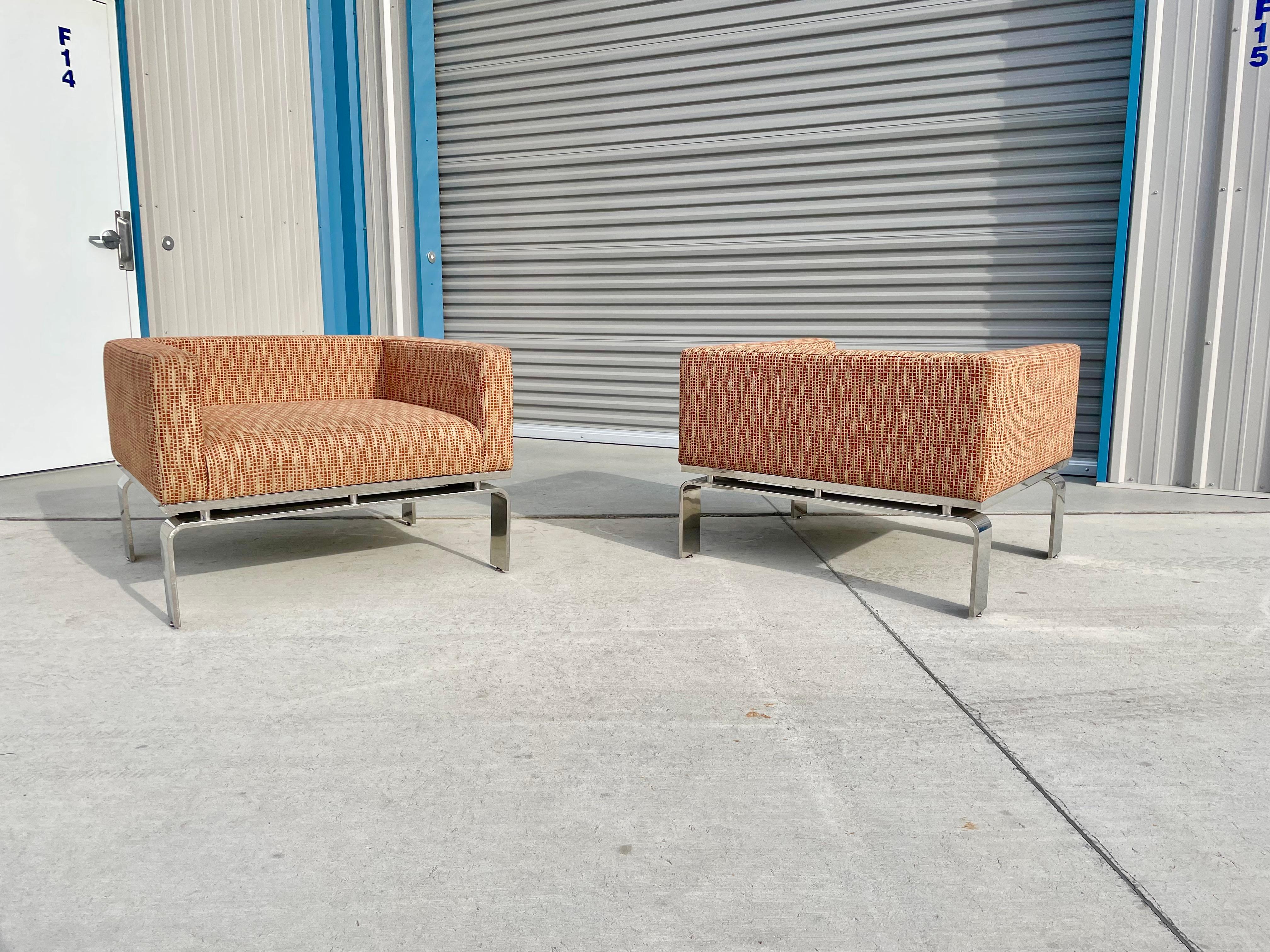 American Midcentury Solid Chrome Lounge Chairs For Sale