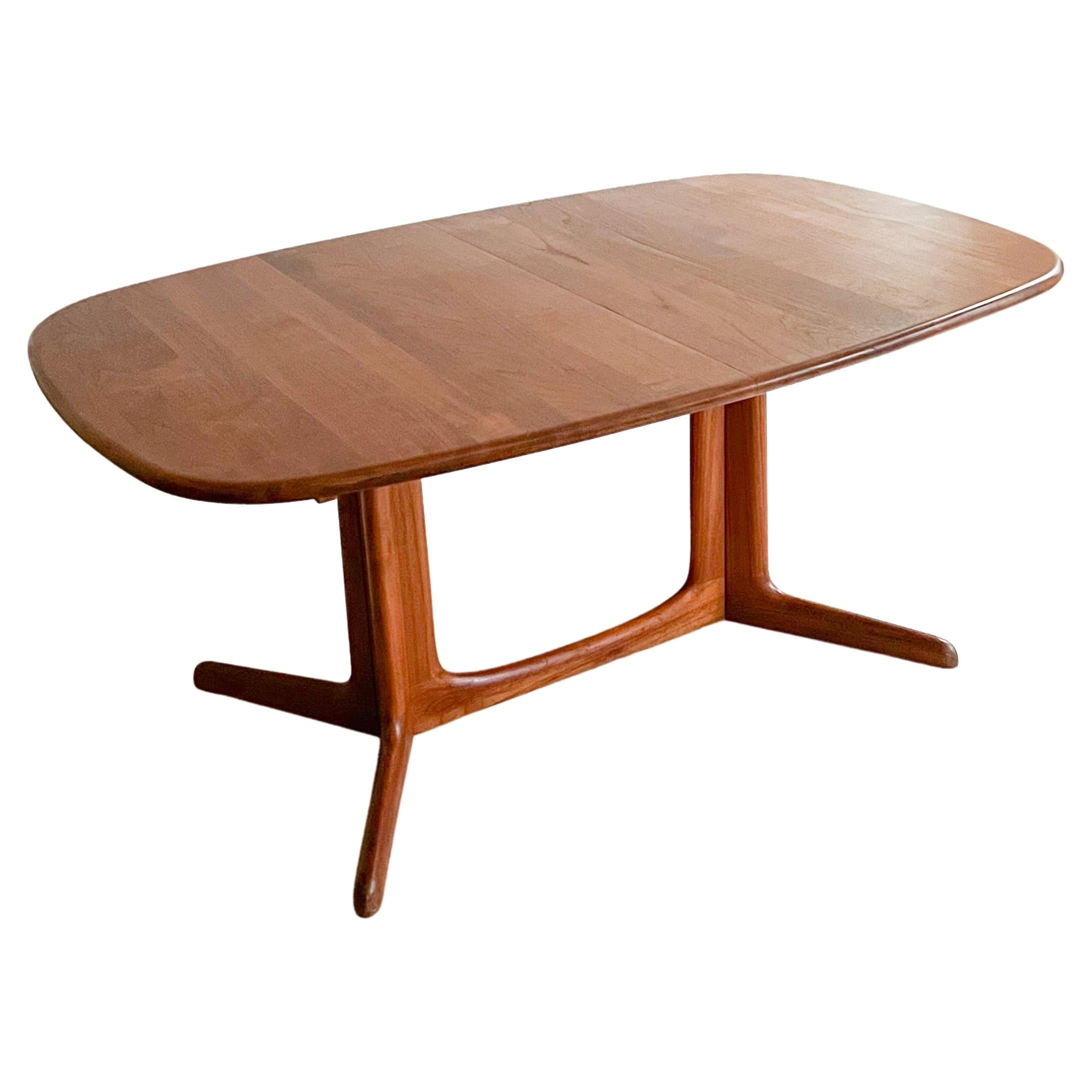 Mid Century Solid Danish Teak Dining Table w/ 2 Leaves by Gudme For