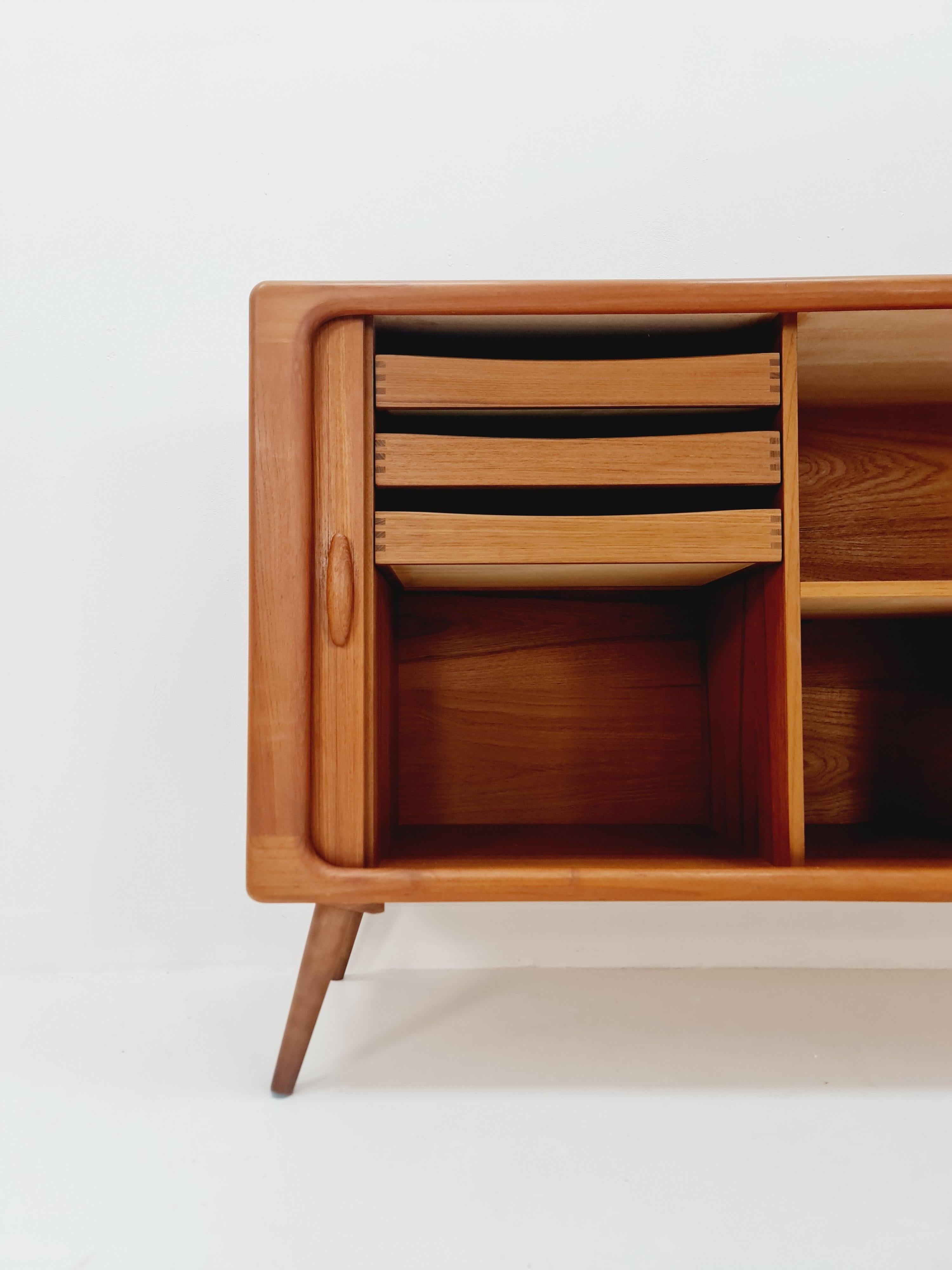 Mid century Solid Danish teak hallway cabinet, Record cabinet By Dyrlund 1960s 7