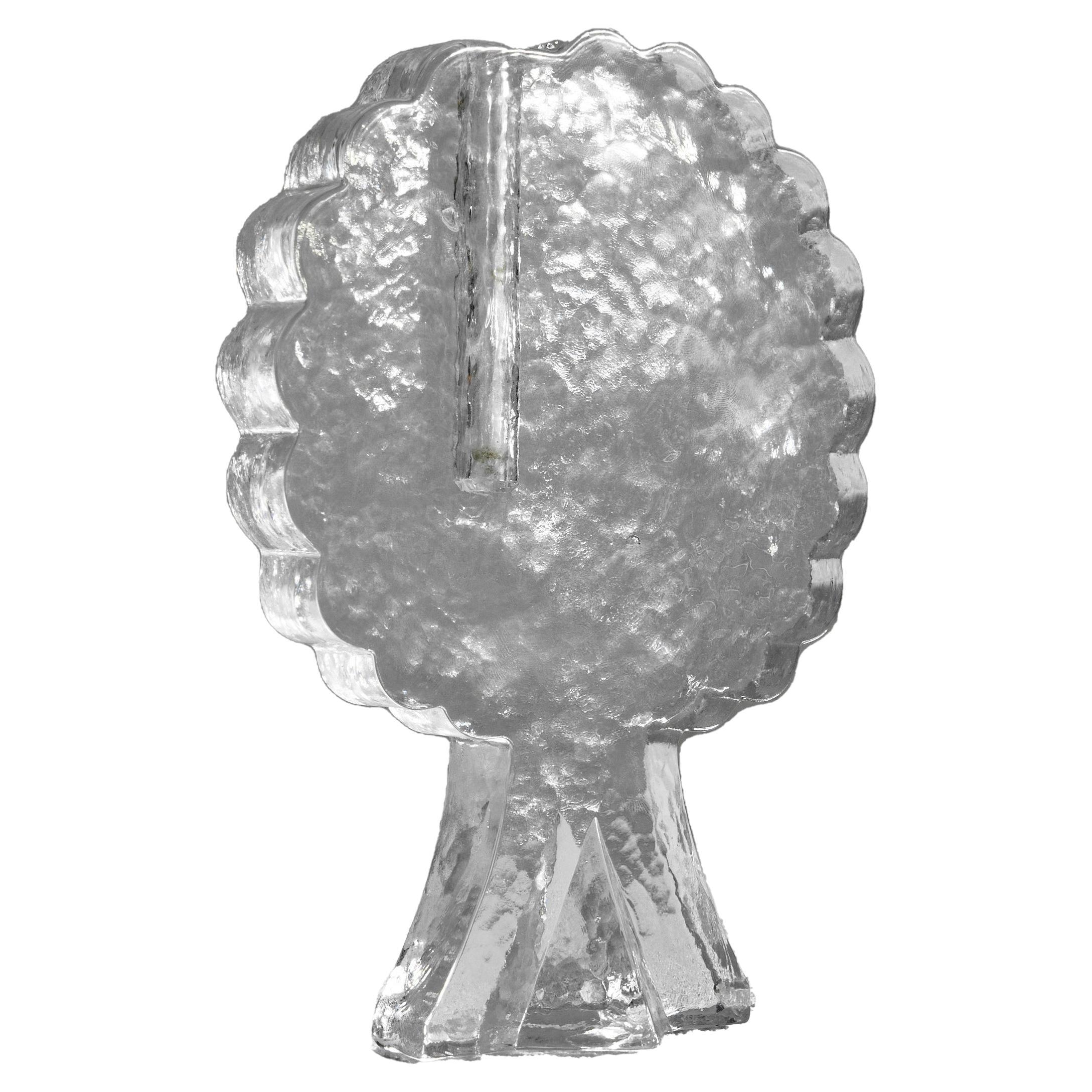 Vase soliflore en verre massif en forme d'arbre du milieu du siècle dernier