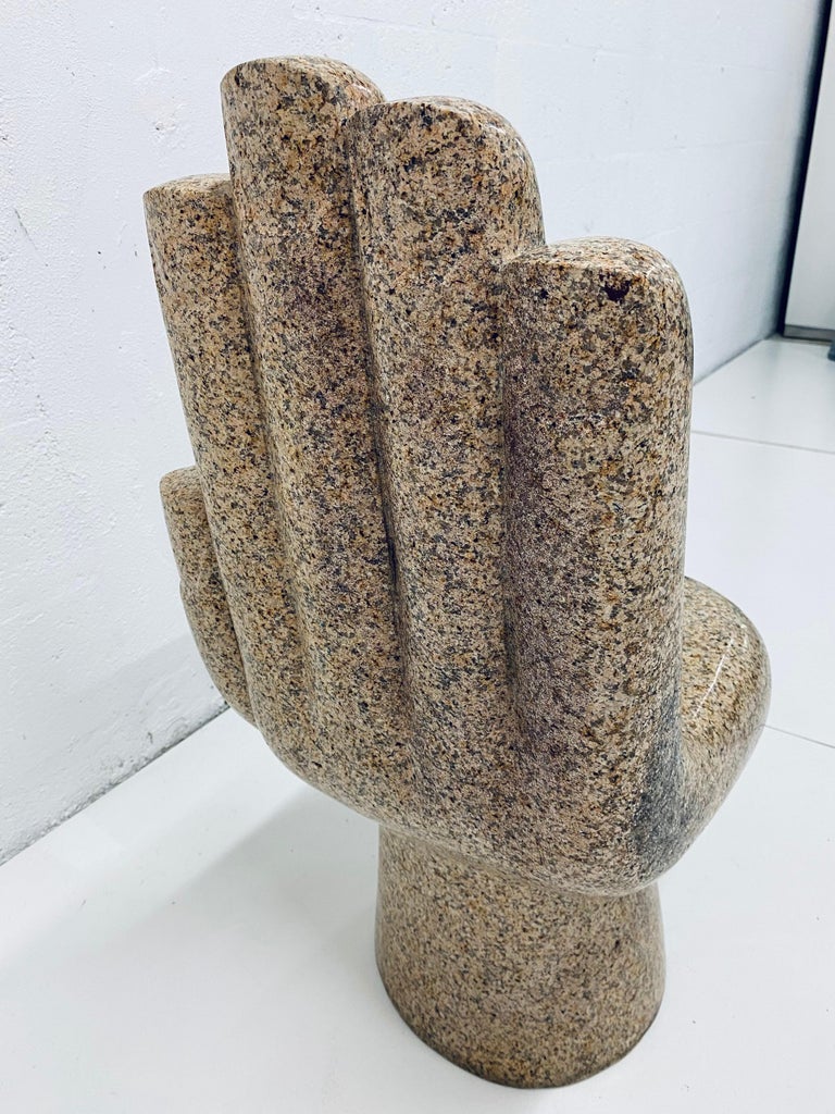 Mid-Century Solid Granite Carved Hand Chair Inspired by Pedro Friedeberg 5