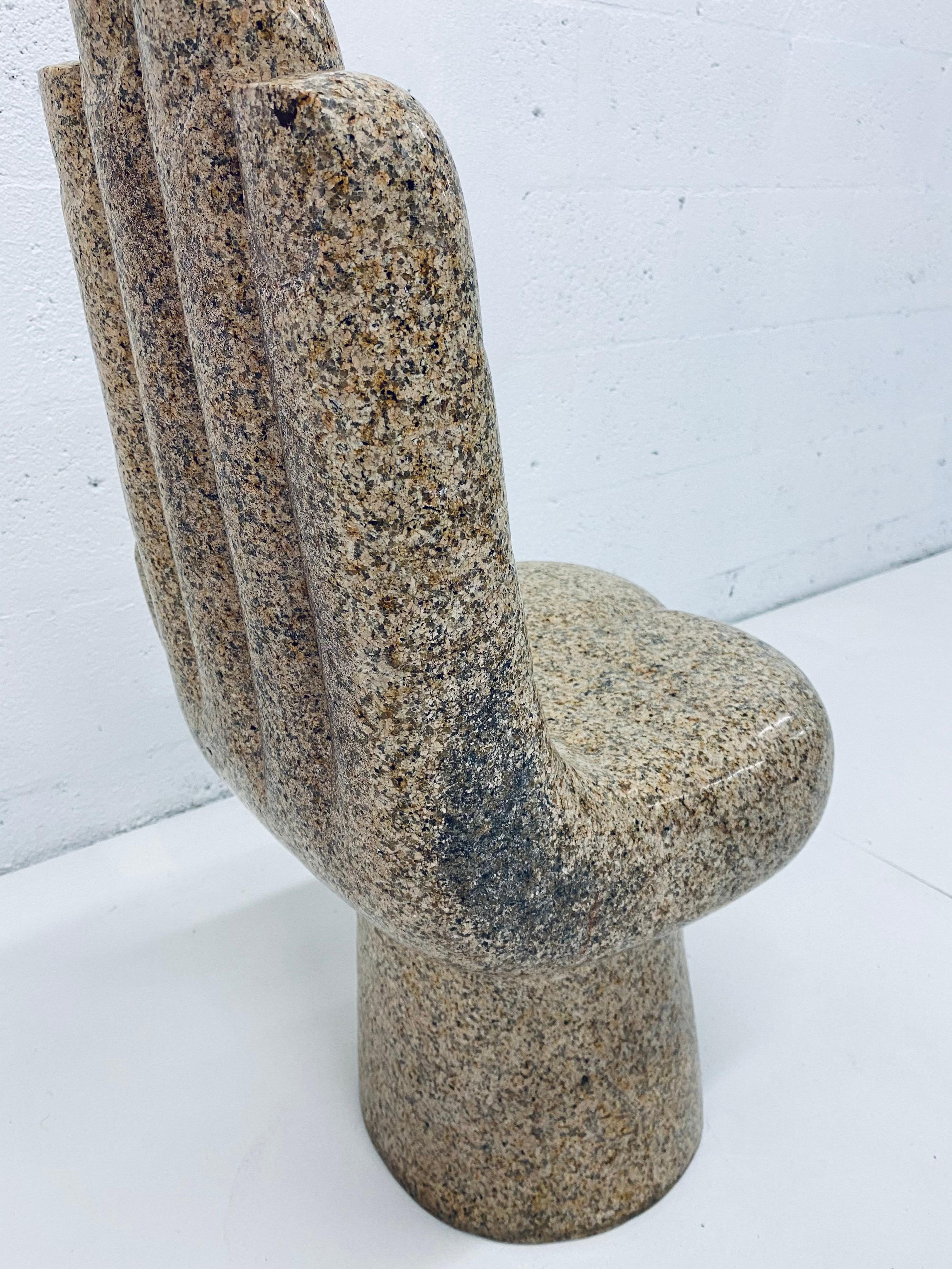 Mid-Century Solid Granite Carved Hand Chair Inspired by Pedro Friedeberg 3