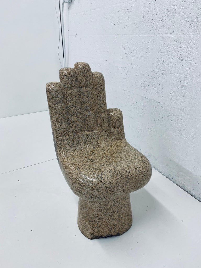 Mid-Century Solid Granite Carved Hand Chair Inspired by Pedro Friedeberg 8