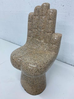 Mid-Century Solid Granite Carved Hand Chair Inspired by Pedro Friedeberg