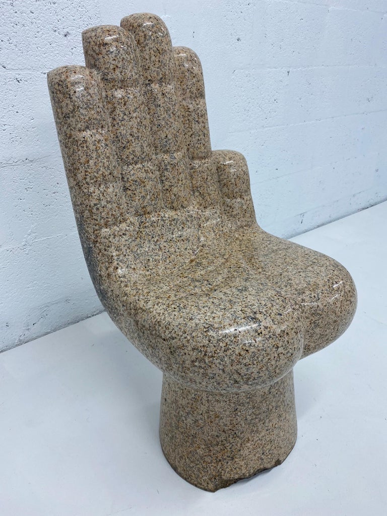 Mid-Century Modern Mid-Century Solid Granite Carved Hand Chair Inspired by Pedro Friedeberg