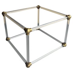 Mid-Century Solid Lucite Cube with Brass Connectors Coffee Table Base