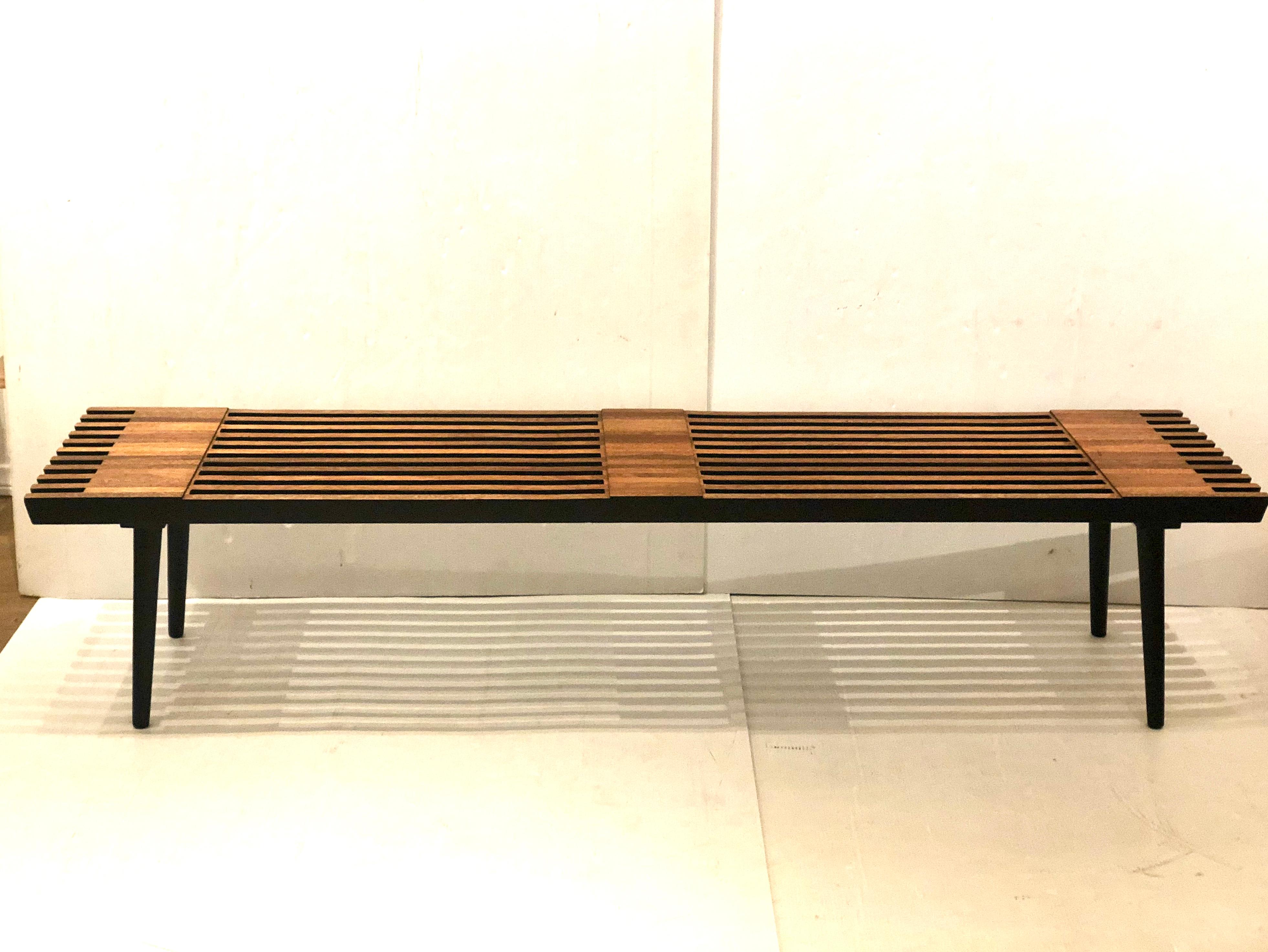 American Midcentury Solid Mahogany Large Platform Slat Bench or Coffee Table