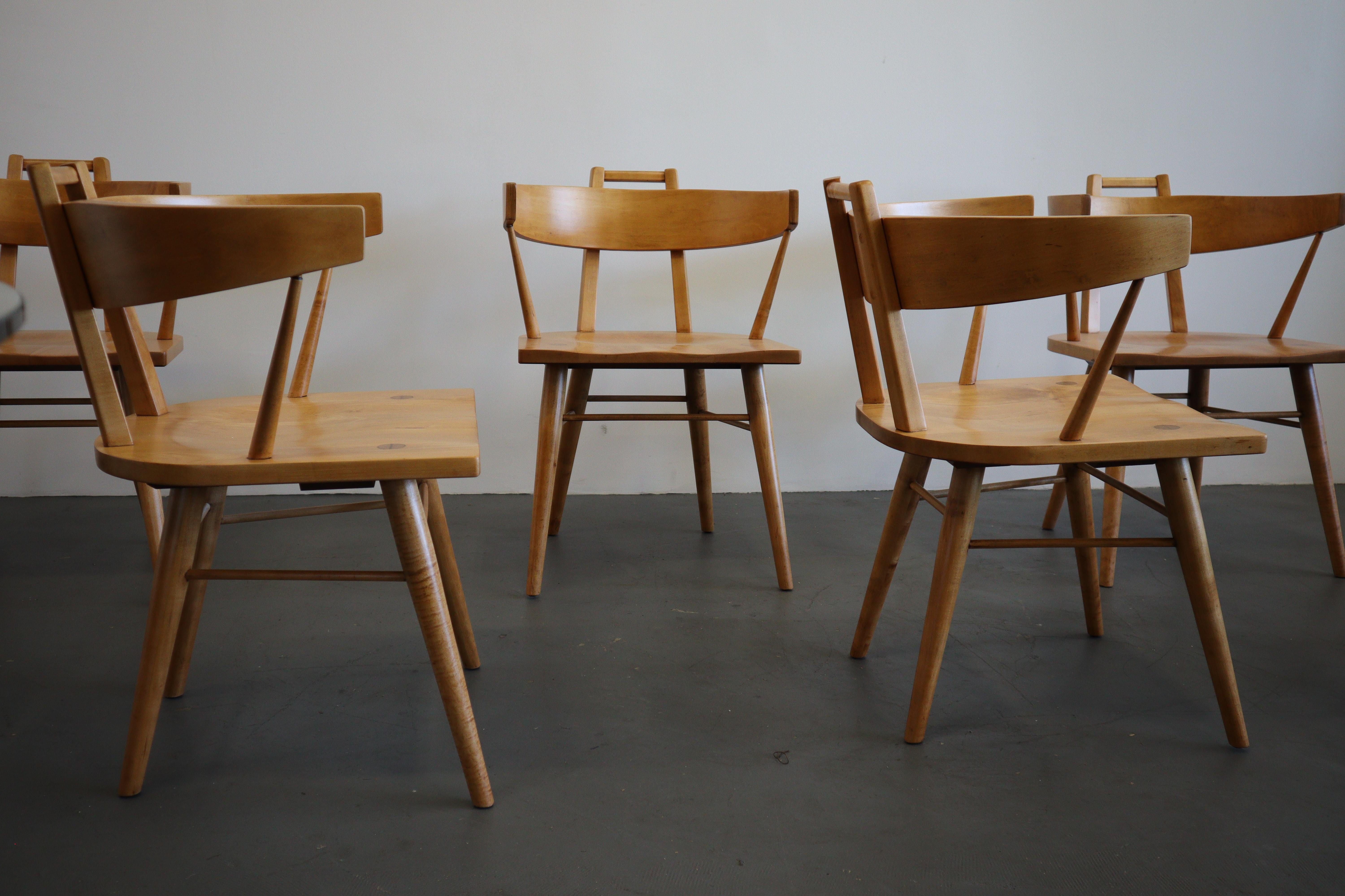 American Mid Century Solid Maple Dining Chairs
