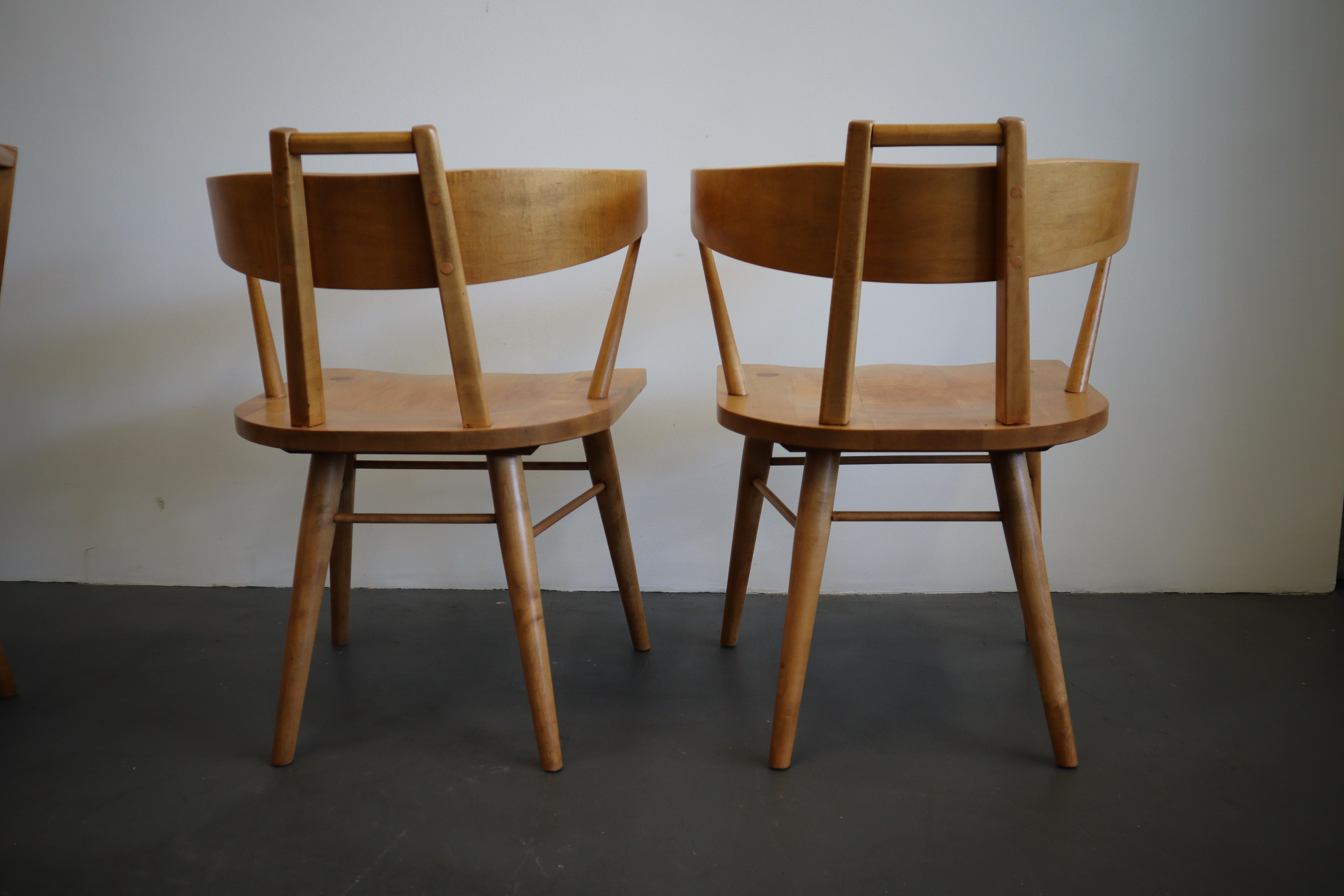 Mid Century Solid Maple Dining Chairs In Good Condition In Long Beach, CA