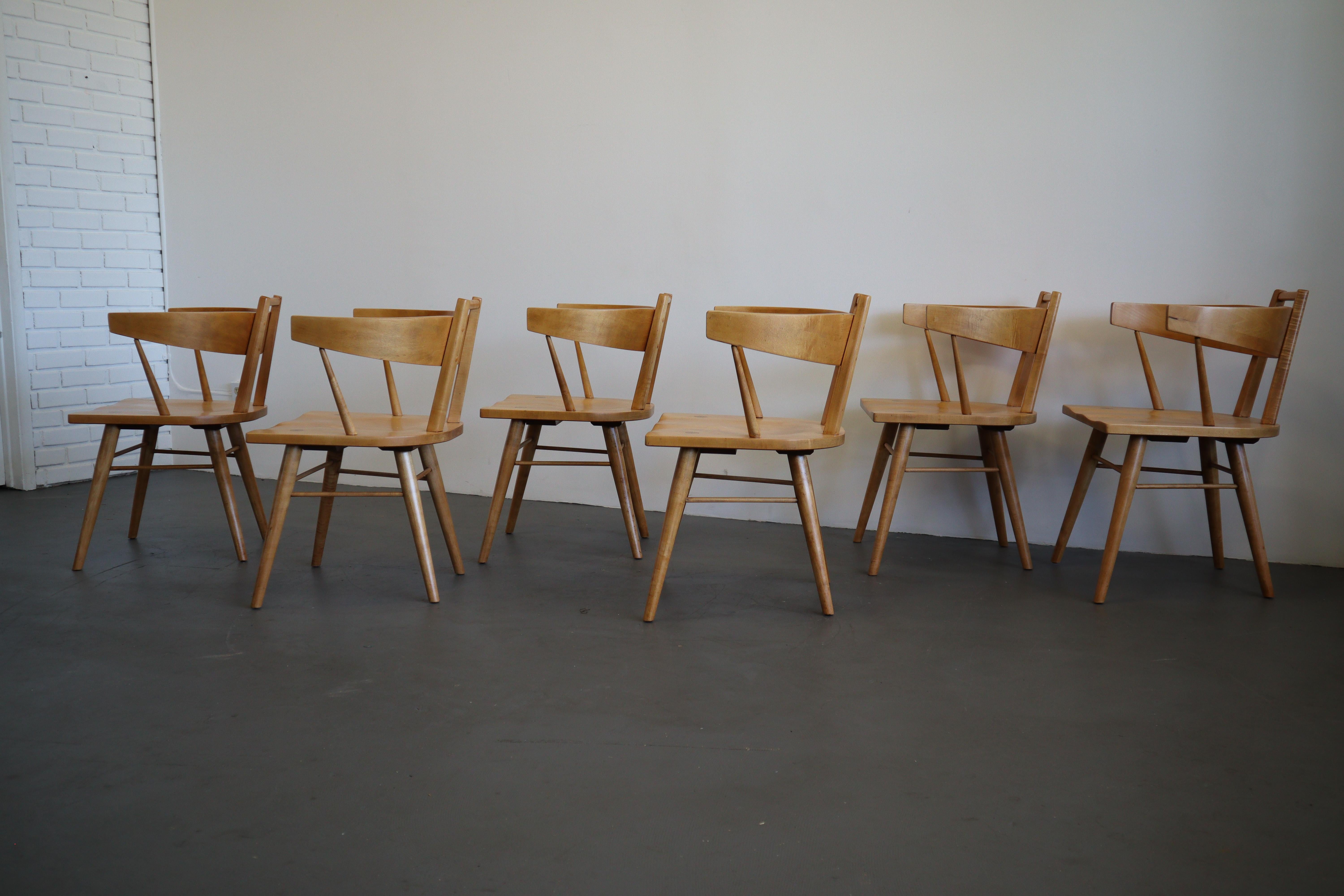 Mid Century Solid Maple Dining Chairs 1
