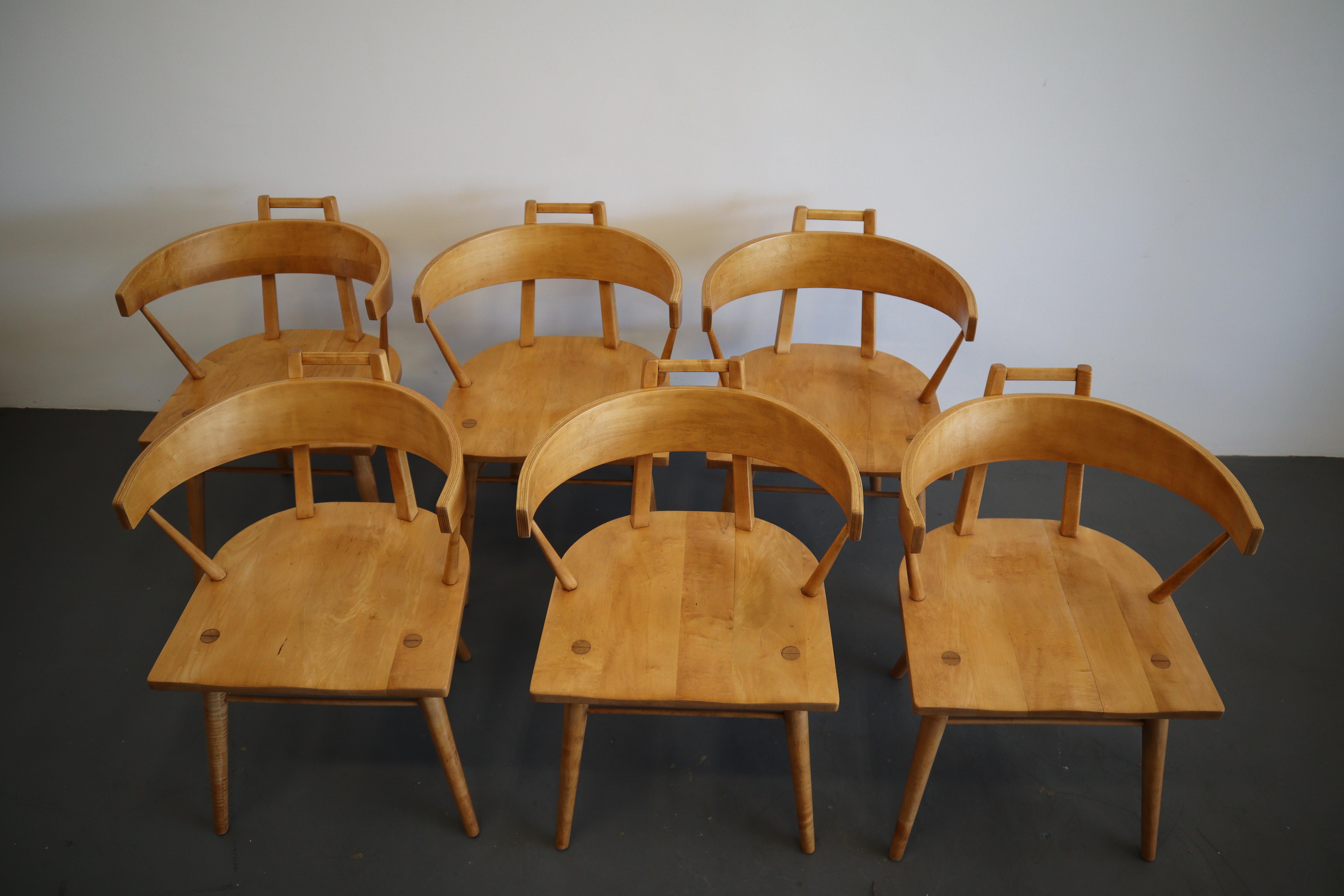 Mid Century Solid Maple Dining Chairs 2