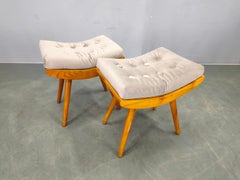 Mid Century Solid Maple Footstools with Curved Frames, 1960s