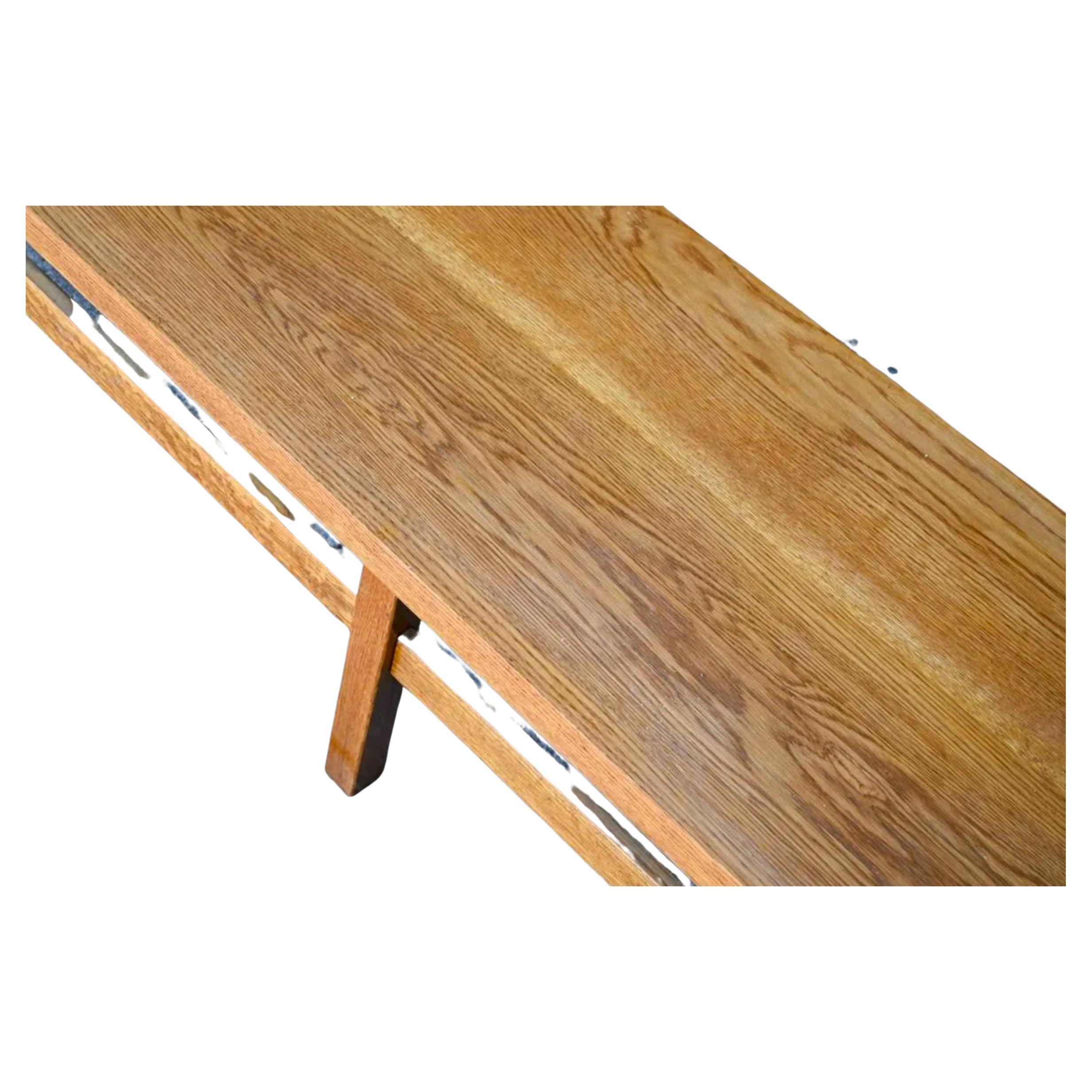 Mitte des Jahrhunderts Massive Eiche American Studio Craft 10 Fuß lange Bank (Moderne der Mitte des Jahrhunderts) im Angebot