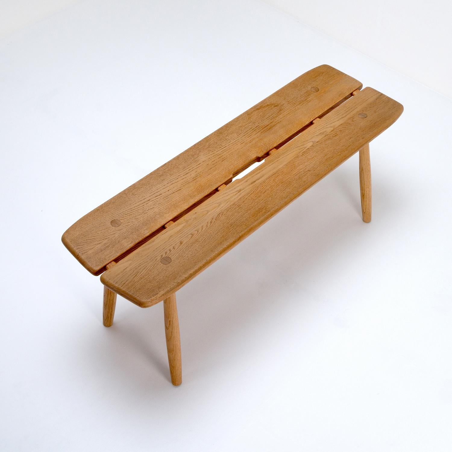 Mid Century Solid Oak Bench by Carl Gustaf Boulogner, Sweden, 1950s 4
