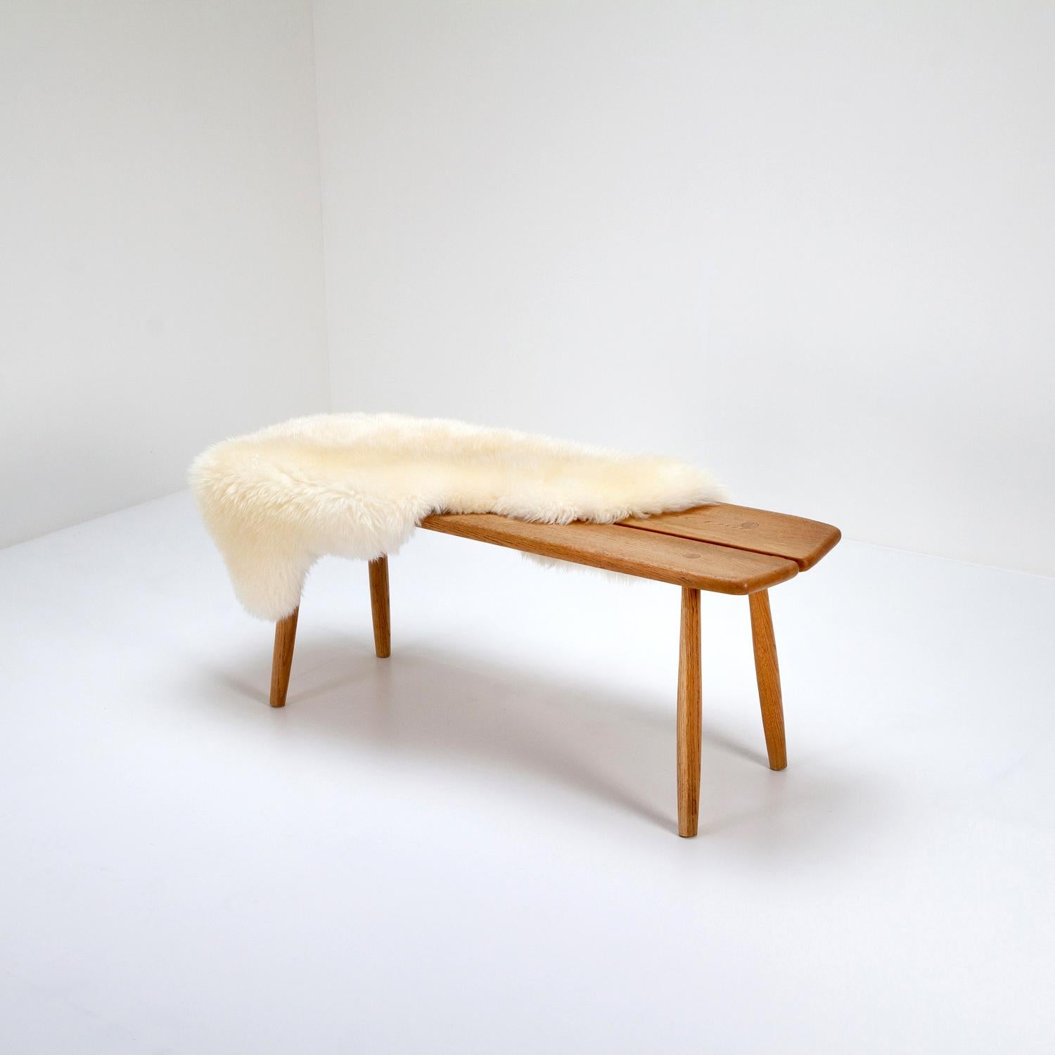 Mid-Century Modern Mid Century Solid Oak Bench by Carl Gustaf Boulogner, Sweden, 1950s