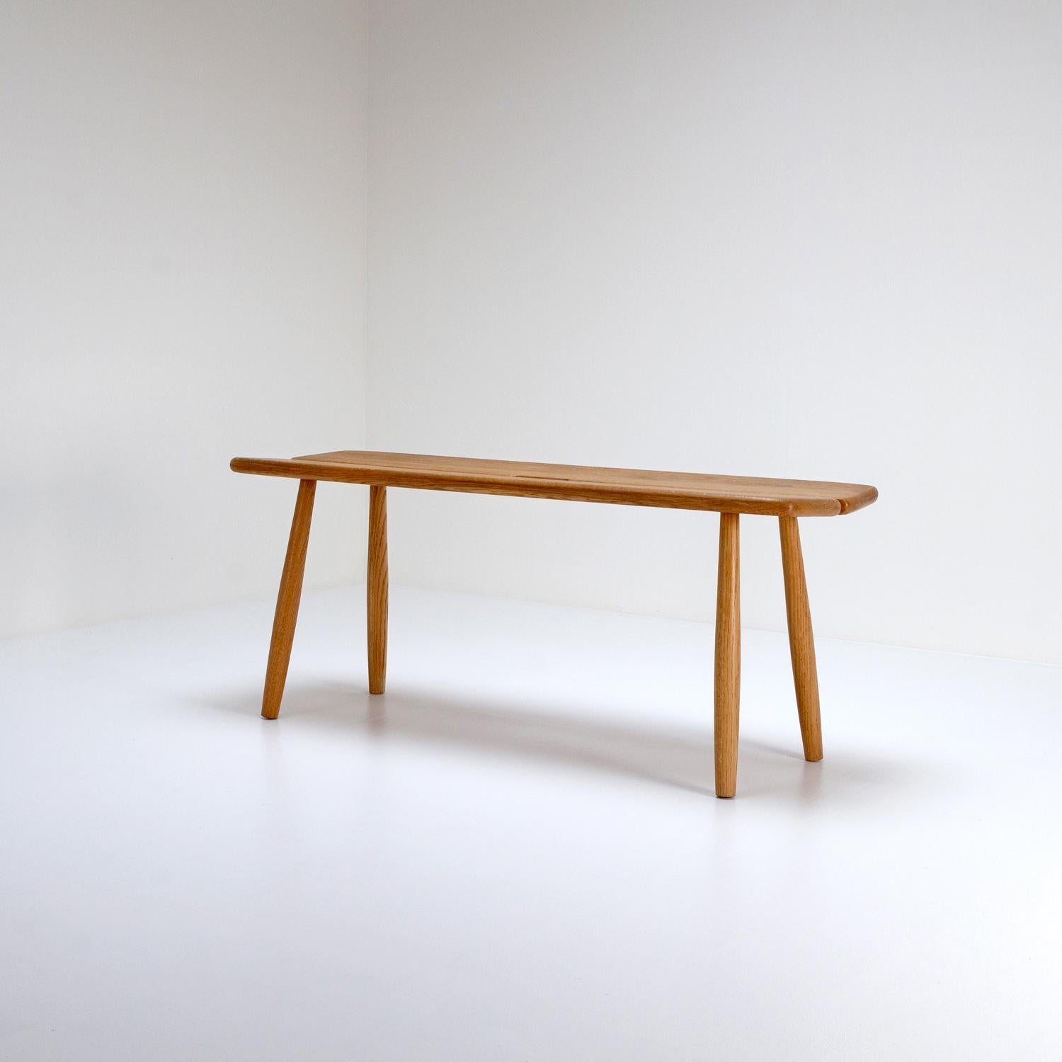 Mid Century Solid Oak Bench by Carl Gustaf Boulogner, Sweden, 1950s In Good Condition In Berkhamsted, GB