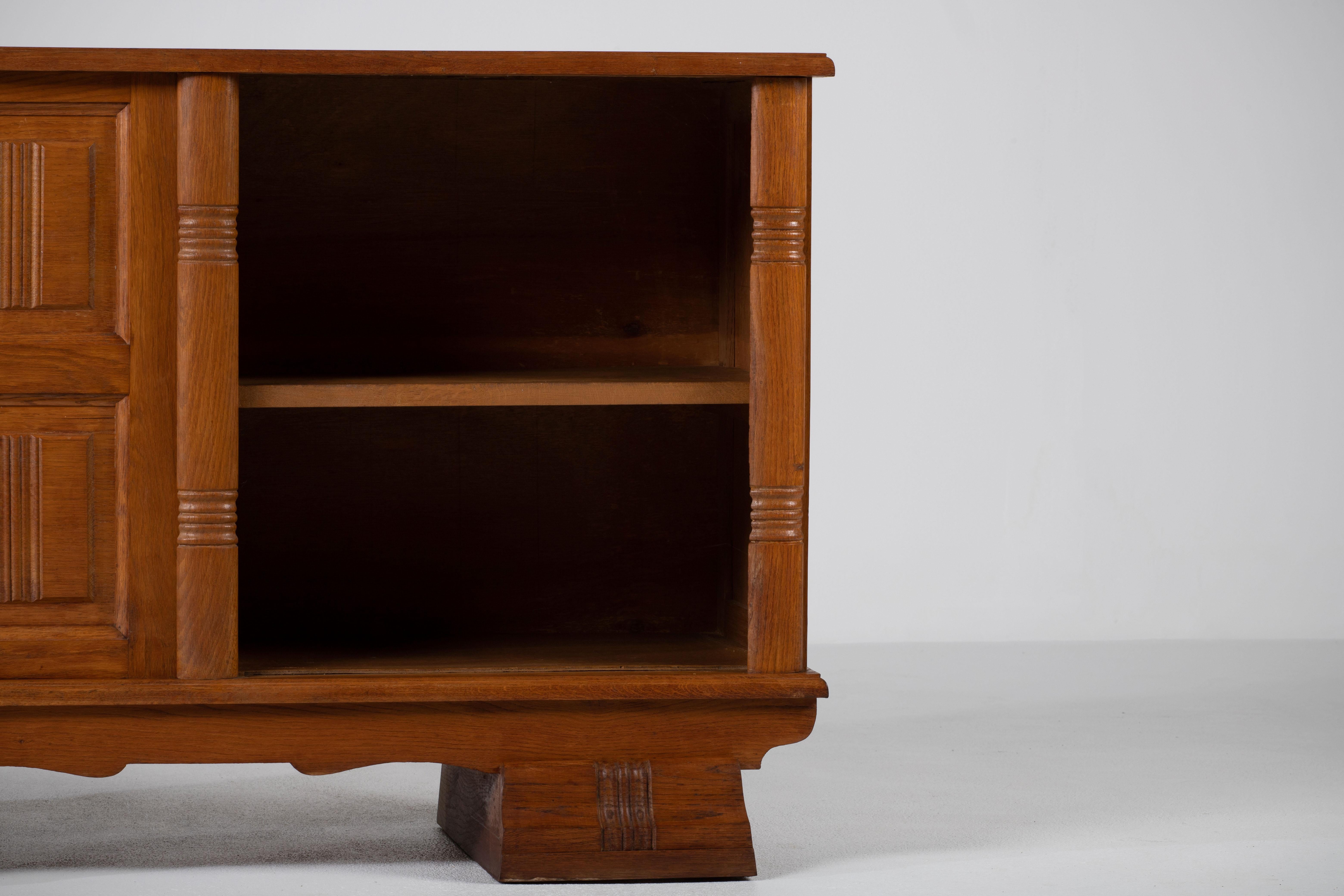 Mid-Century Solid Oak Cabinet, France, 1950s 3