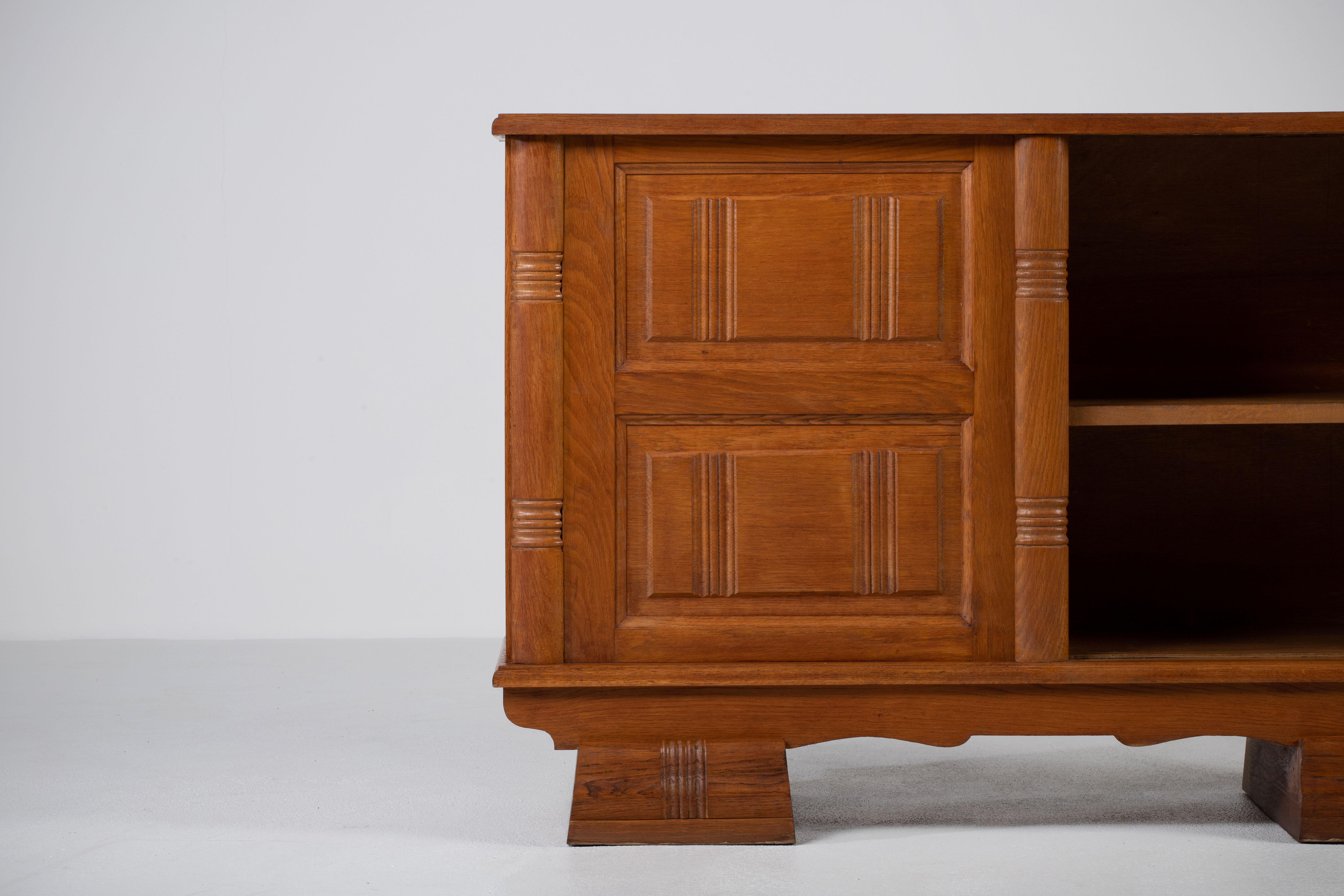 Mid-Century Solid Oak Cabinet, France, 1950s 5