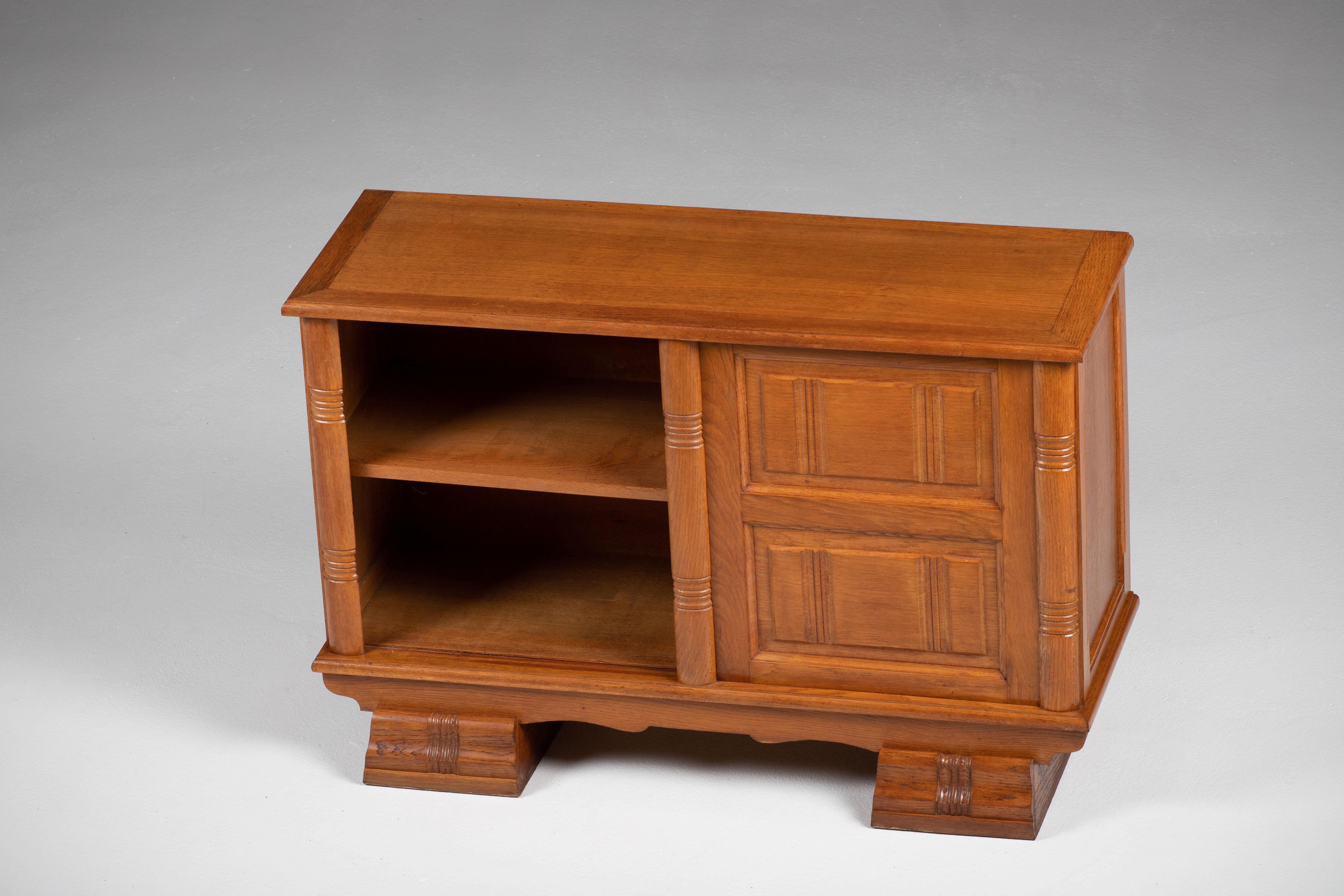 Mid-Century Solid Oak Cabinet, France, 1950s 7