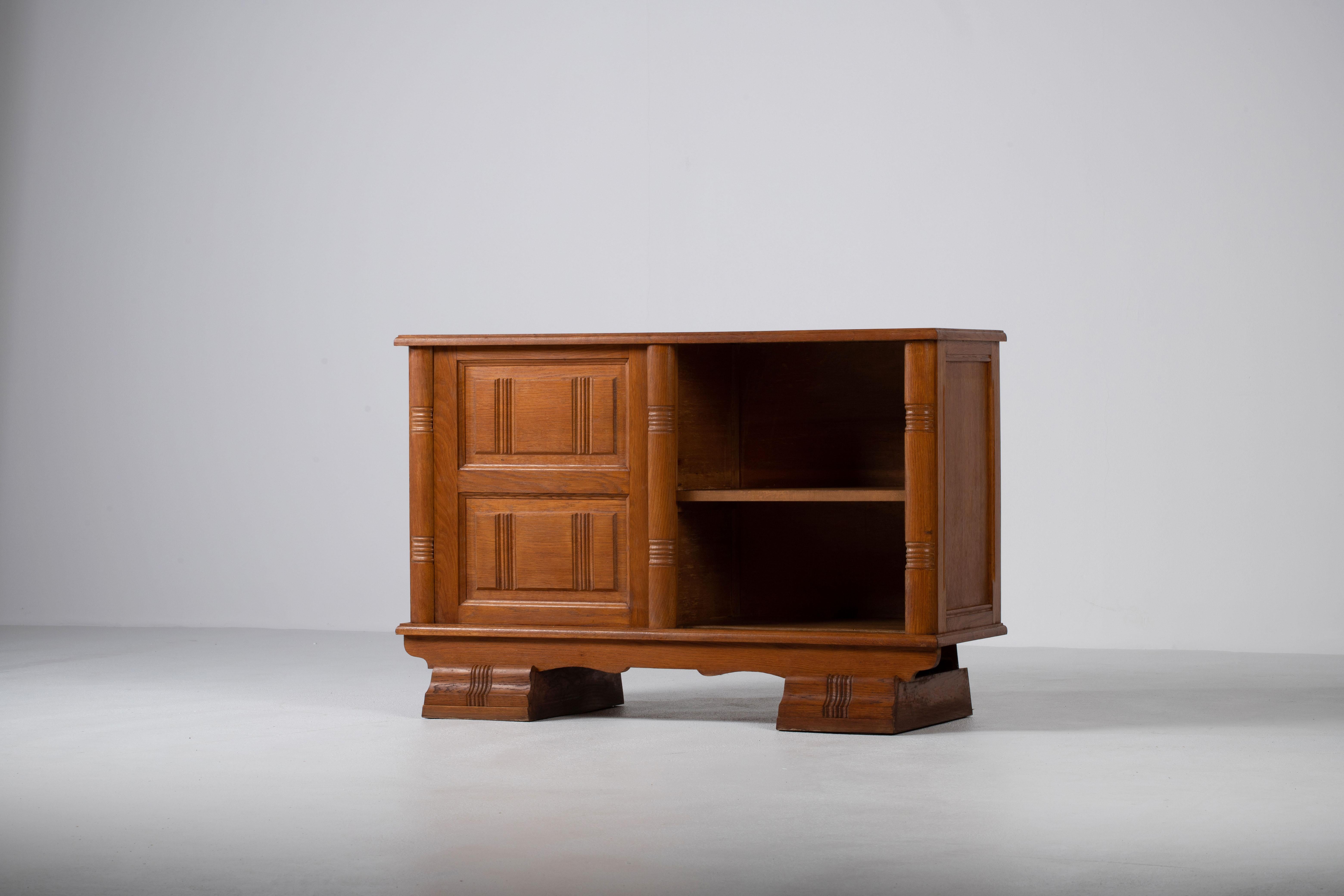 Mid-20th Century Mid-Century Solid Oak Cabinet, France, 1950s