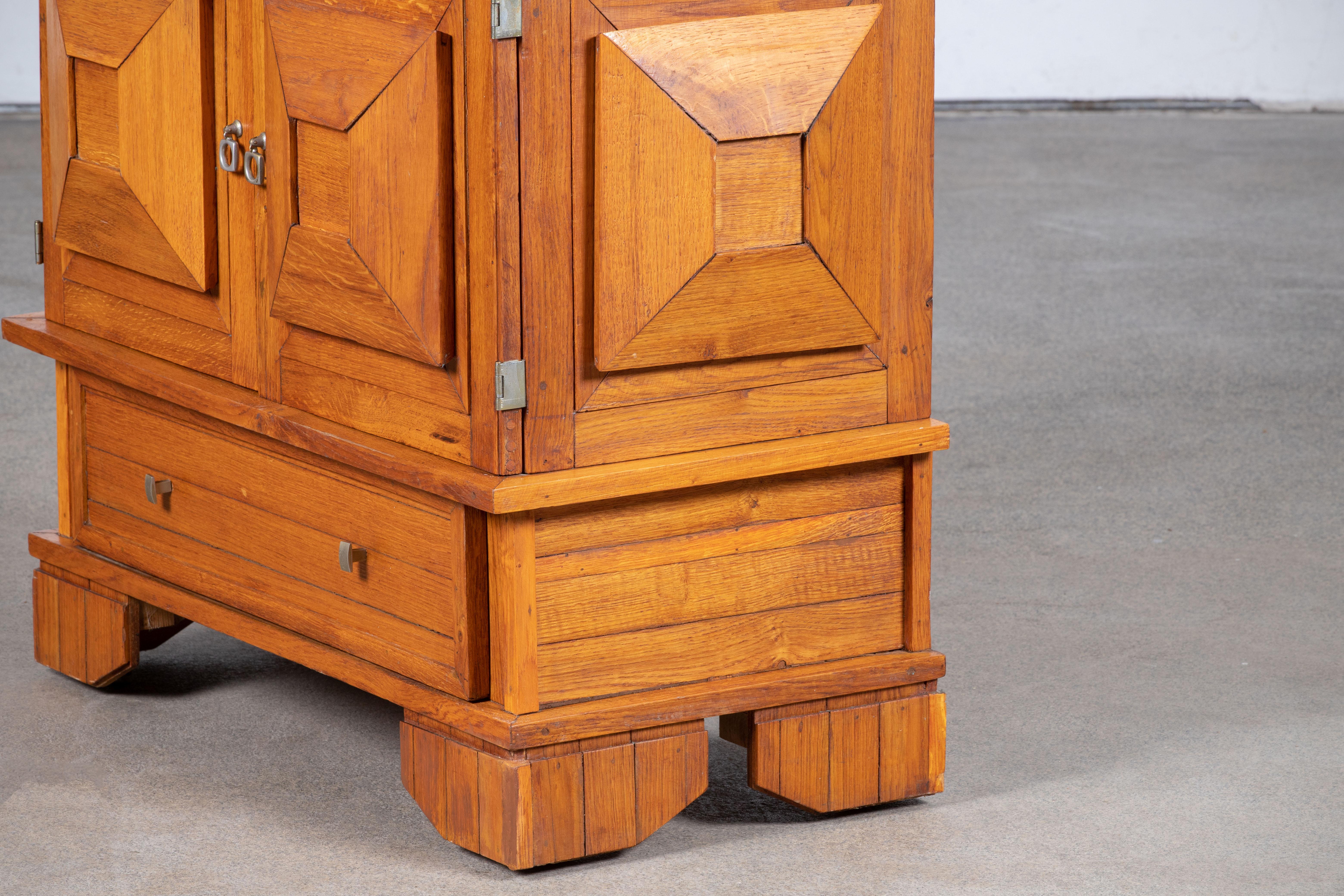 Mid-Century Solid Oak Cabinet, France, 1950s For Sale 1