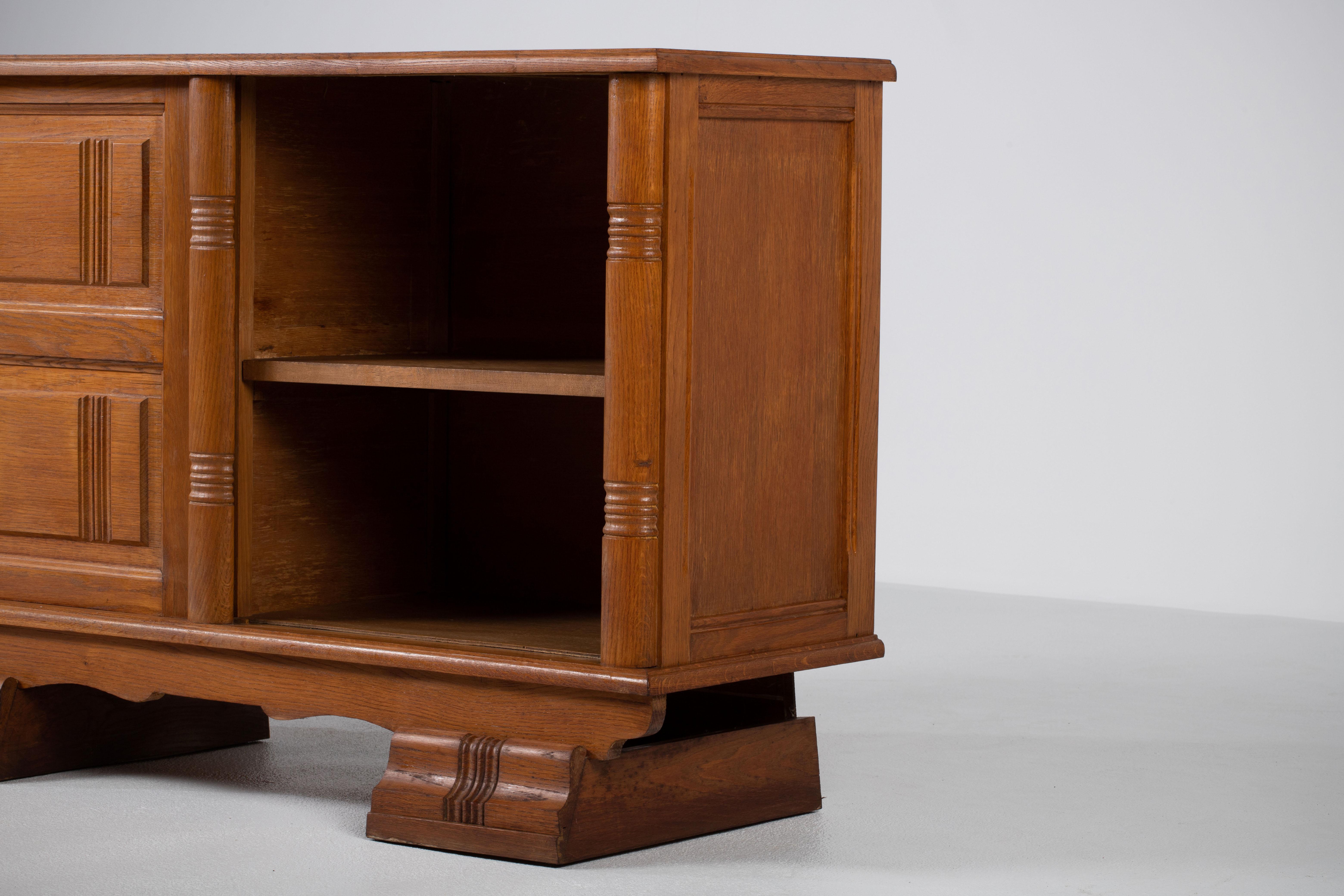 Mid-Century Solid Oak Cabinet, France, 1950s 1