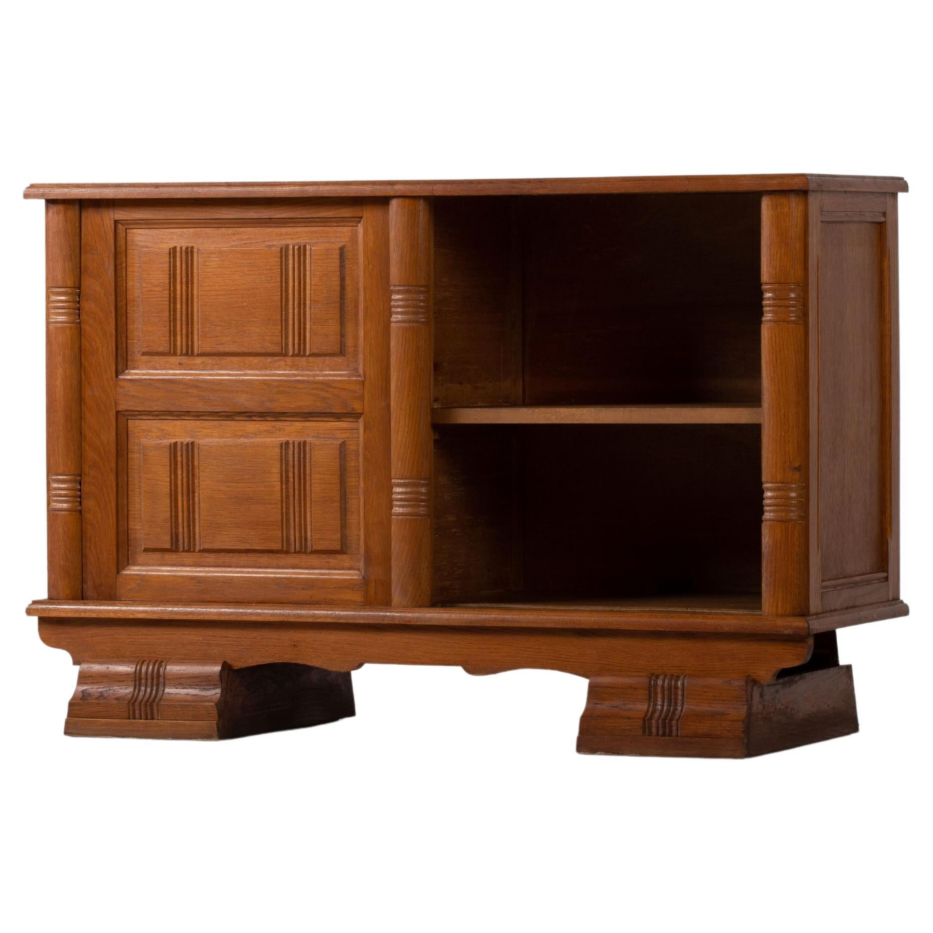 Mid-Century Solid Oak Cabinet, France, 1950s