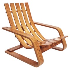 Mid-century solid pine Lounge Chair, inspired by Edvin Helseth's 1960s designs.