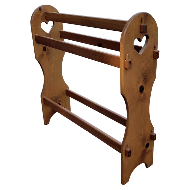 MidCentury Solid Pine Quilt and Blanket Rack For Sale at 1stDibs