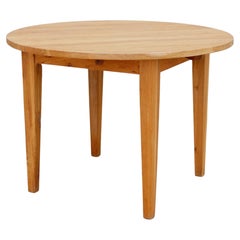 Mid Century solid pine round breakfast dining table with removable legs