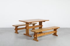 Mid-Century Solid Pine Trestle Table in the Style of Børge Mogensen