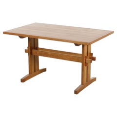 Mid-Century Solid Pine Trestle Table in the Style of Børge Mogensen