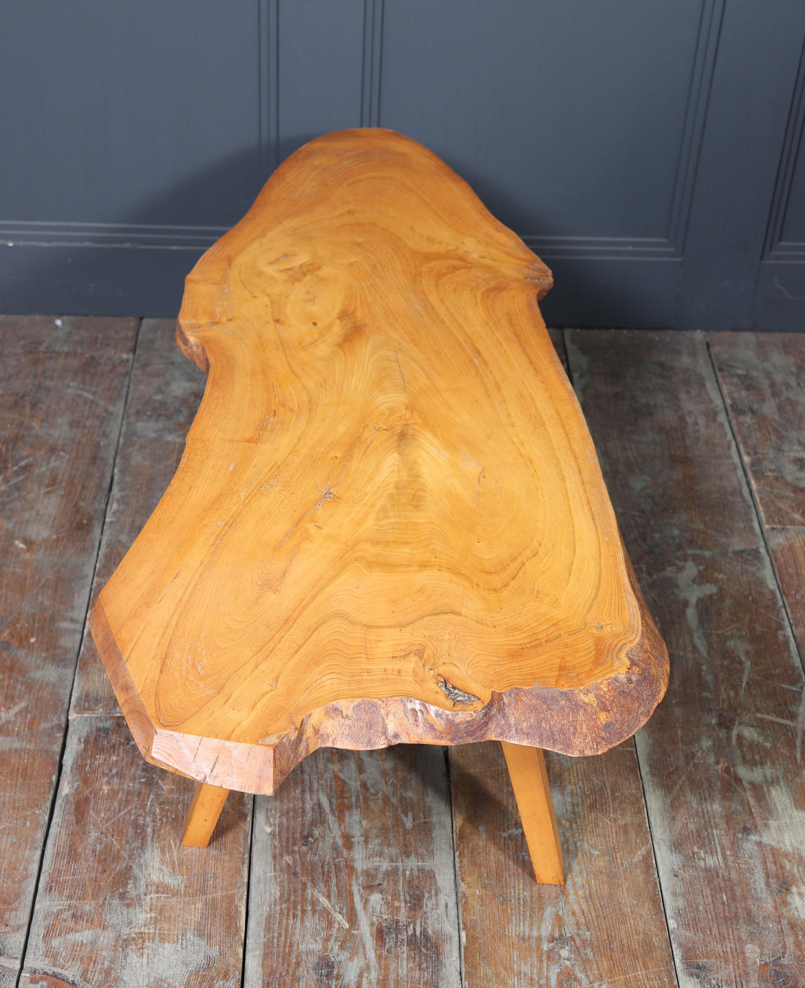 Mid-Century Solid Sycamore Live Edge Coffee Table For Sale 4