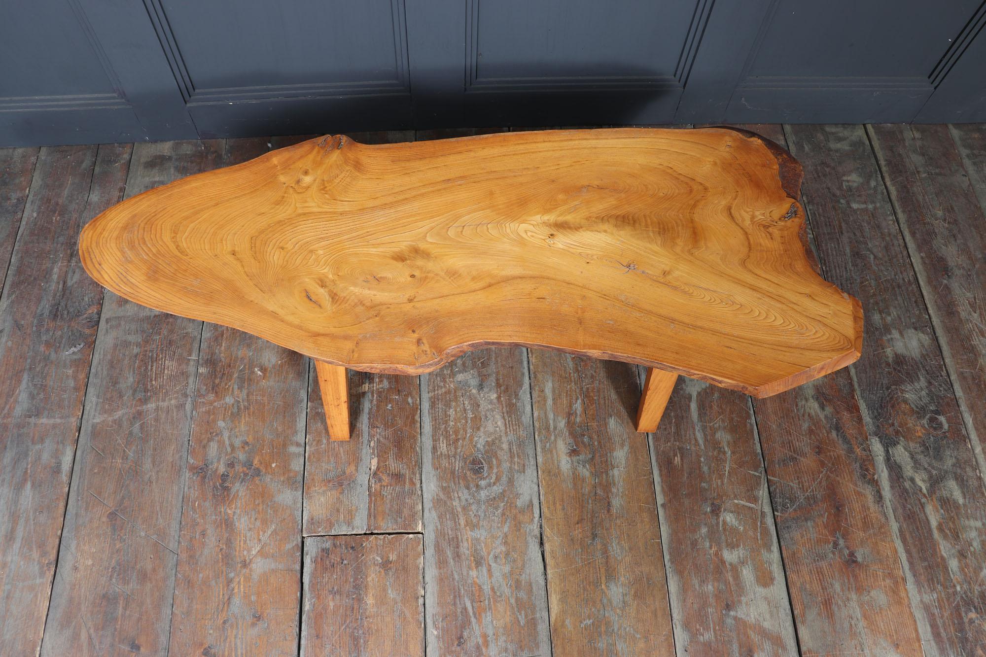 Mid-Century Solid Sycamore Live Edge Coffee Table In Good Condition For Sale In Paddock Wood Tonbridge, GB