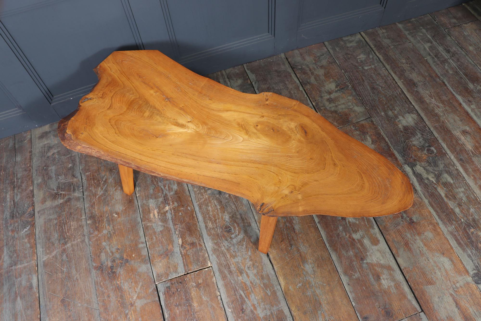Mid-Century Solid Sycamore Live Edge Coffee Table For Sale 2