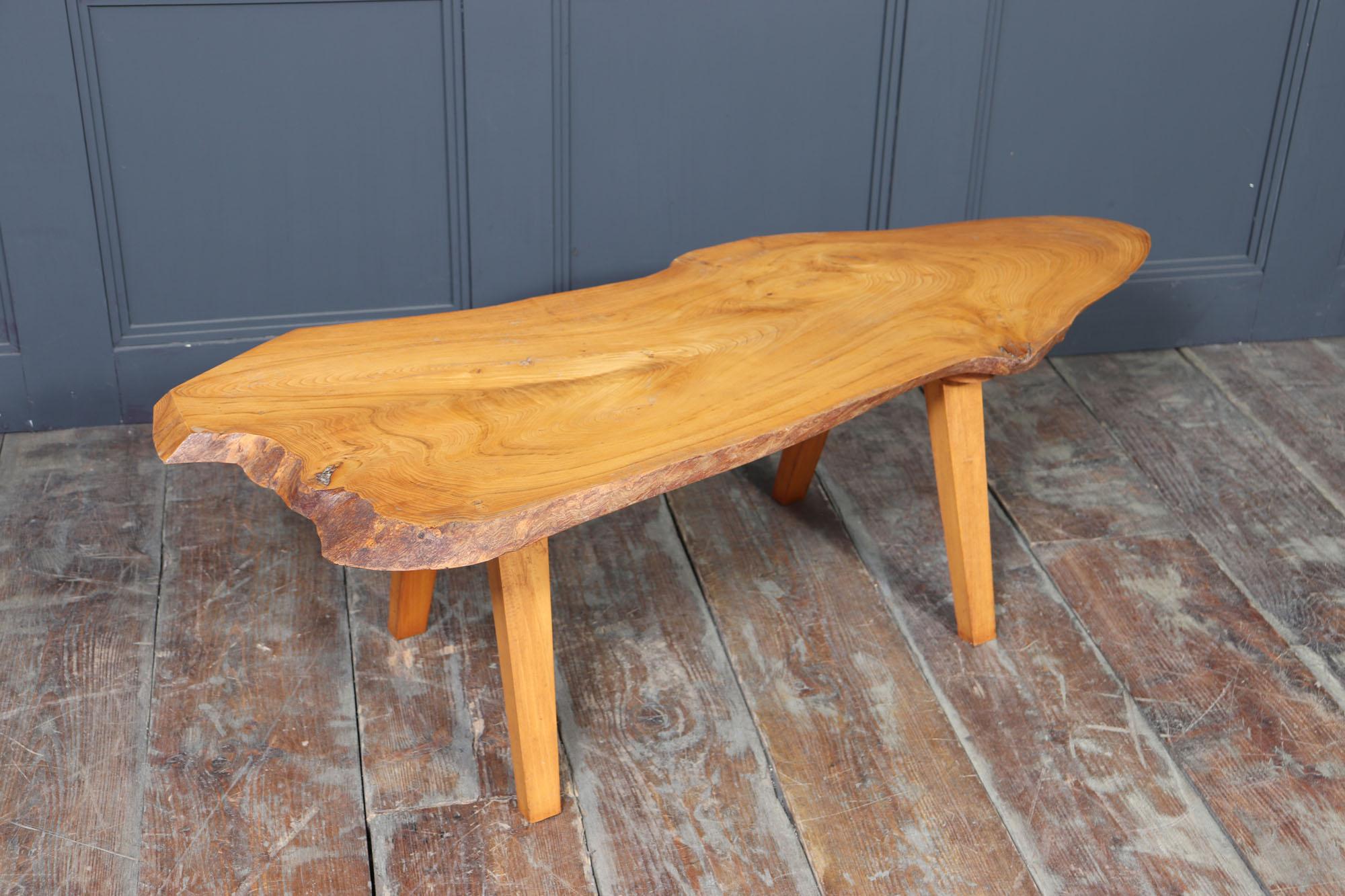 Mid-Century Solid Sycamore Live Edge Coffee Table For Sale 3