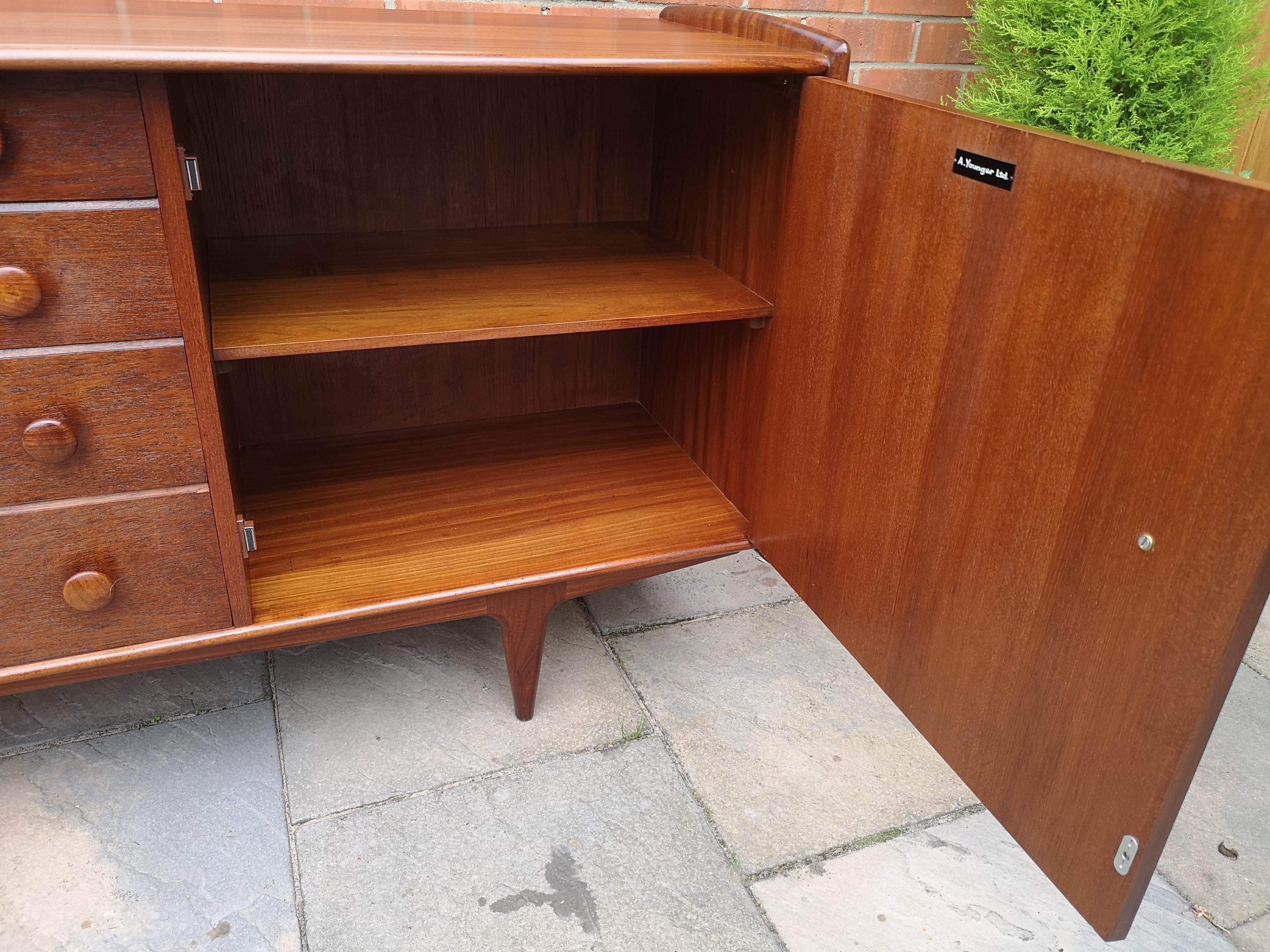 British Midcentury Solid Teak and Afromosia Sideboard by John Herbert for A Younger Ltd For Sale