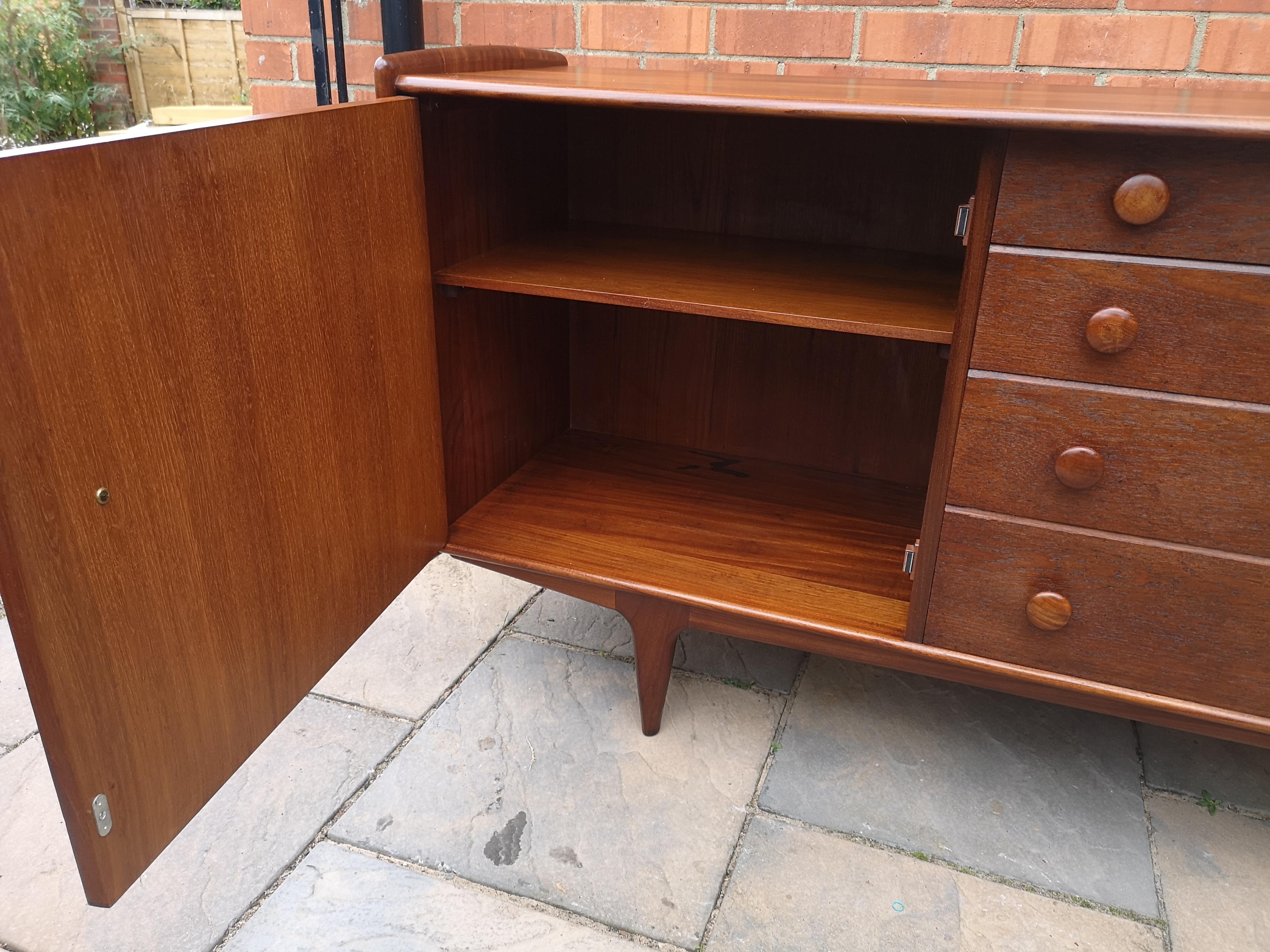 20th Century Midcentury Solid Teak and Afromosia Sideboard by John Herbert for A Younger Ltd For Sale