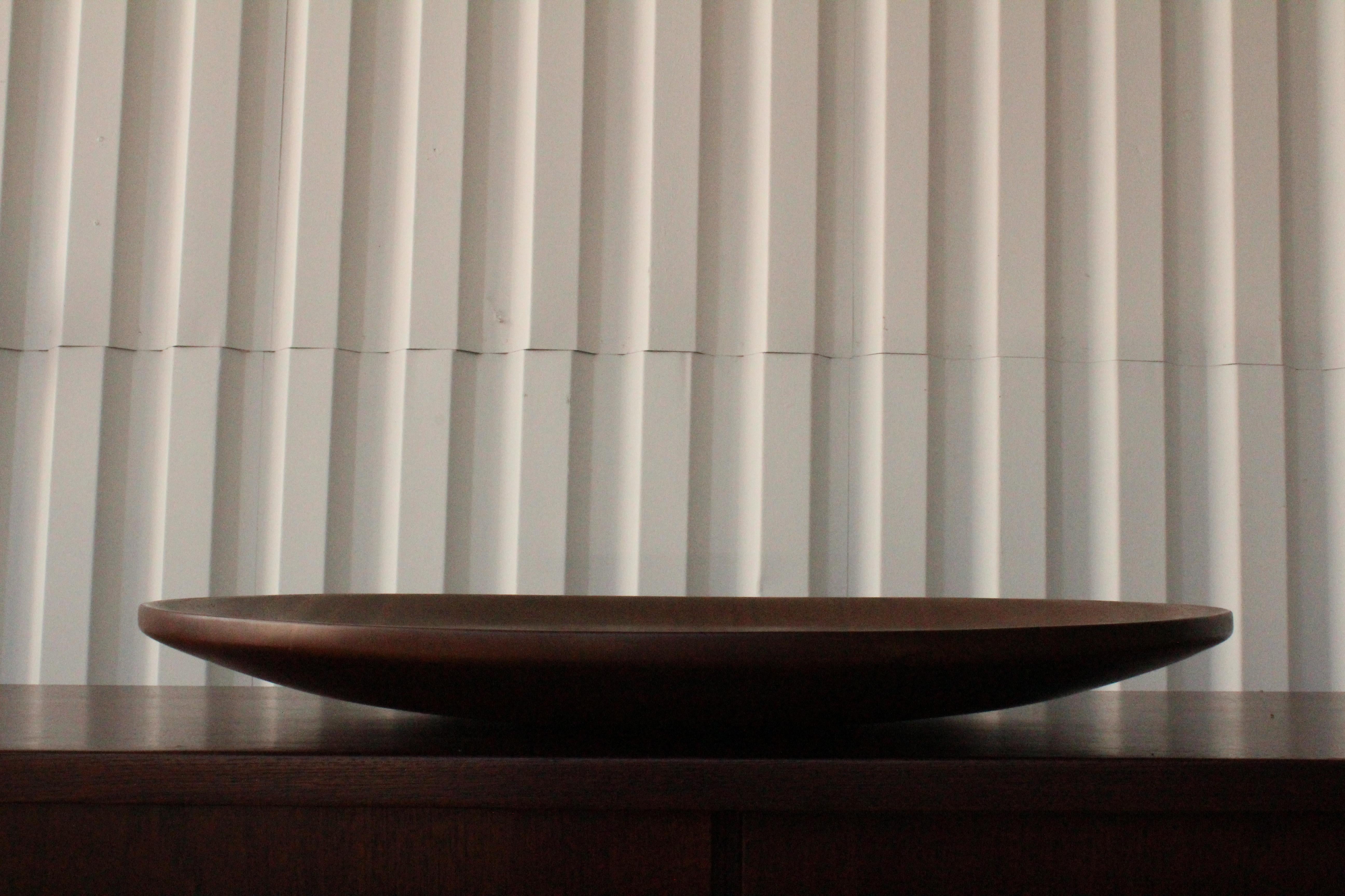 Midcentury Solid Teak Carved Center Bowl, Denmark, 1960s In Excellent Condition In Los Angeles, CA