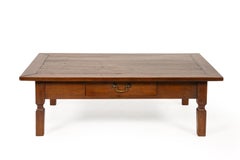 Mid-Century Solid Teak Coffee Table from Java, Indonesia, Former Cigar Work Tabl