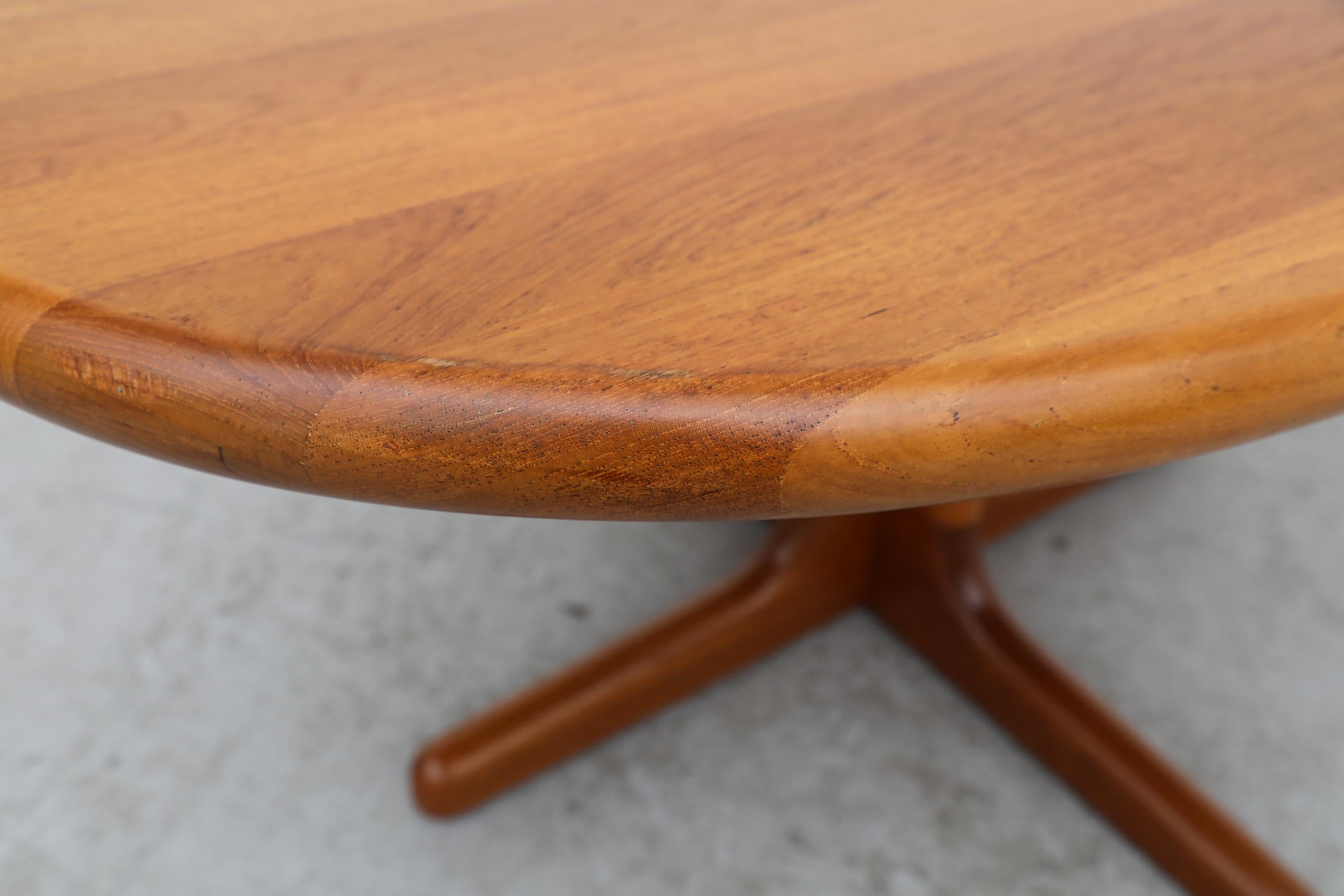 Mid-Century Solid Teak Oval Coffee or Side Table by Niels Bach w/ Pedestal Base For Sale 5