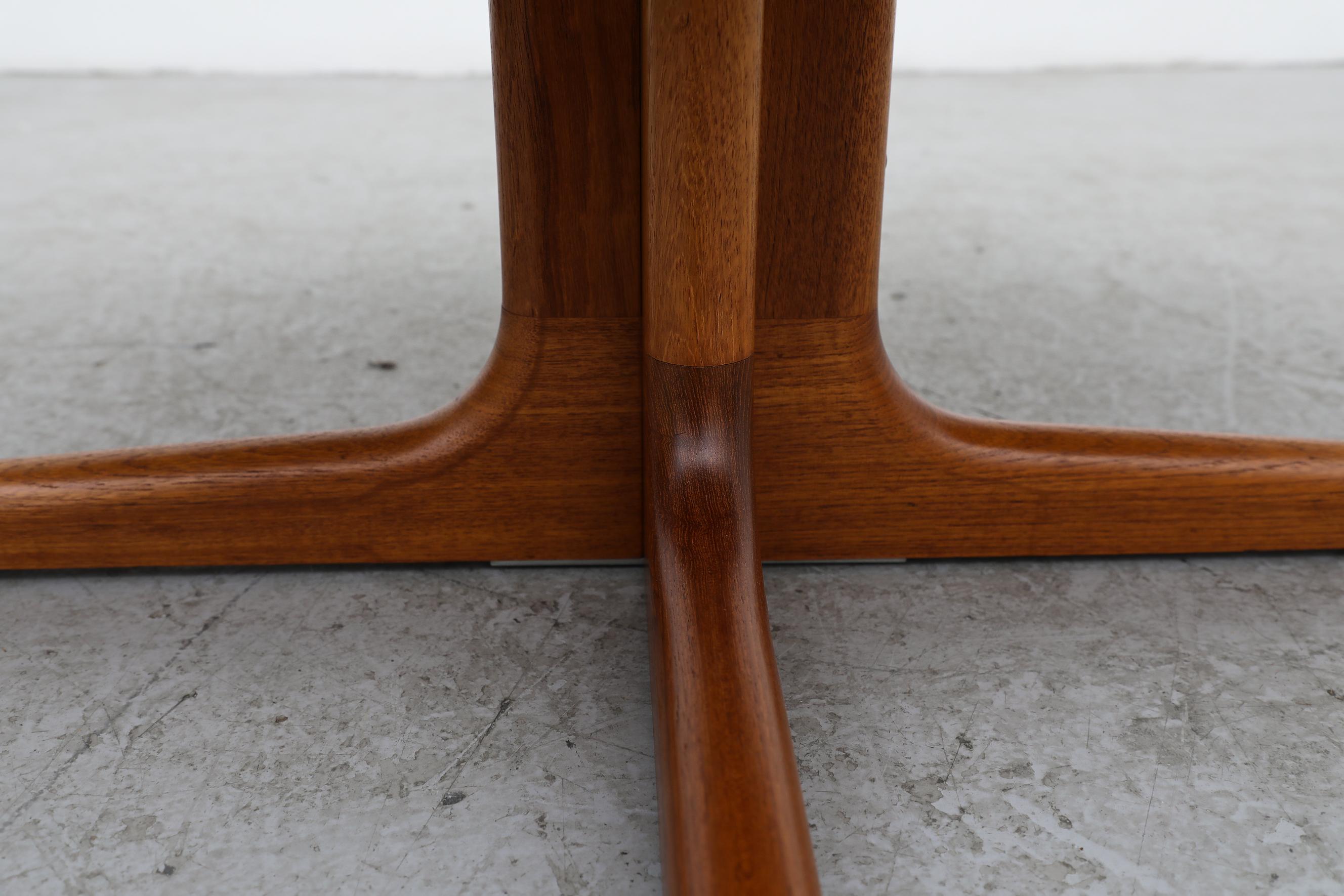 Mid-Century Solid Teak Oval Coffee or Side Table by Niels Bach w/ Pedestal Base For Sale 9