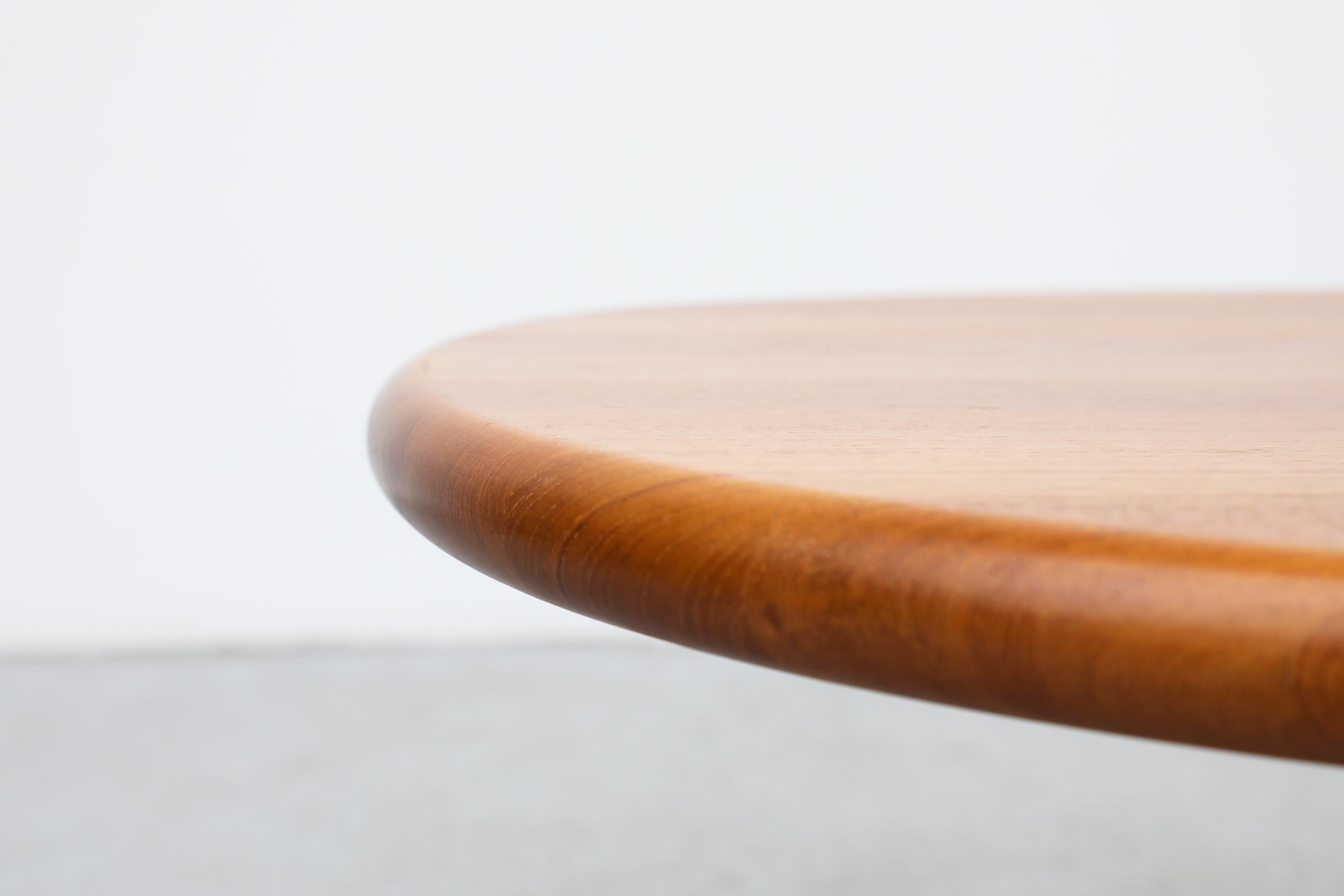 Mid-Century Solid Teak Oval Coffee or Side Table by Niels Bach w/ Pedestal Base For Sale 13