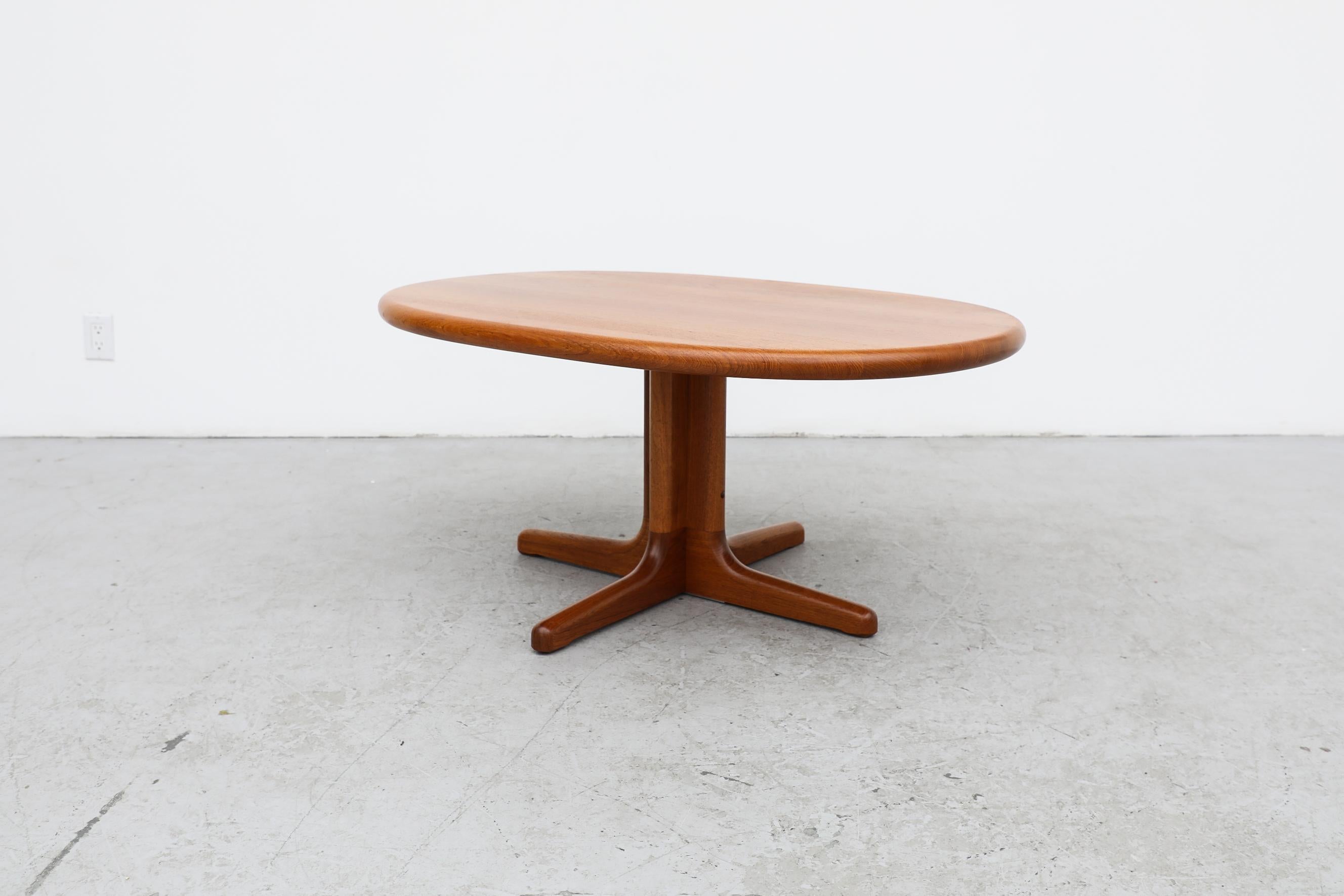 Mid-Century Modern Mid-Century Solid Teak Oval Coffee or Side Table by Niels Bach w/ Pedestal Base For Sale