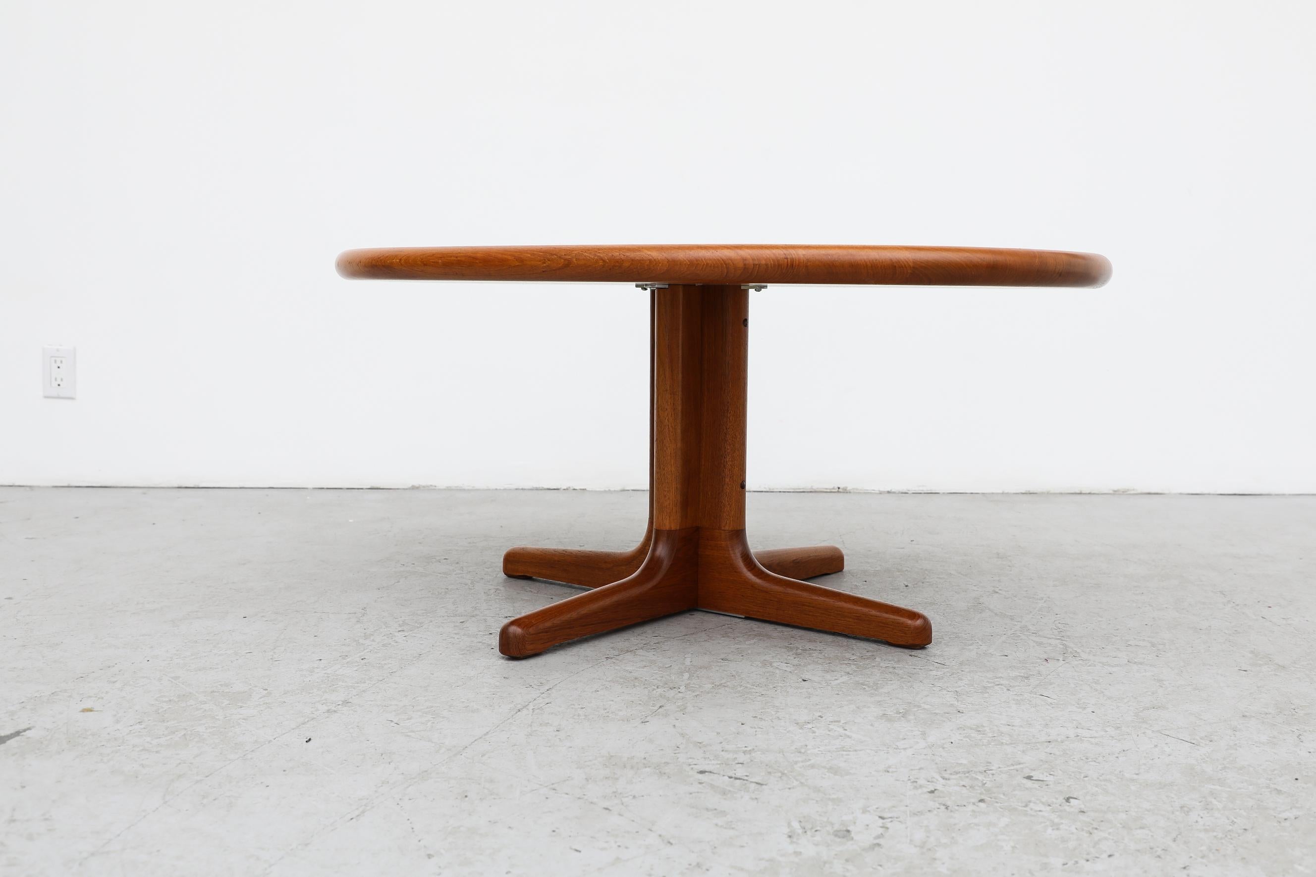 Danish Mid-Century Solid Teak Oval Coffee or Side Table by Niels Bach w/ Pedestal Base For Sale