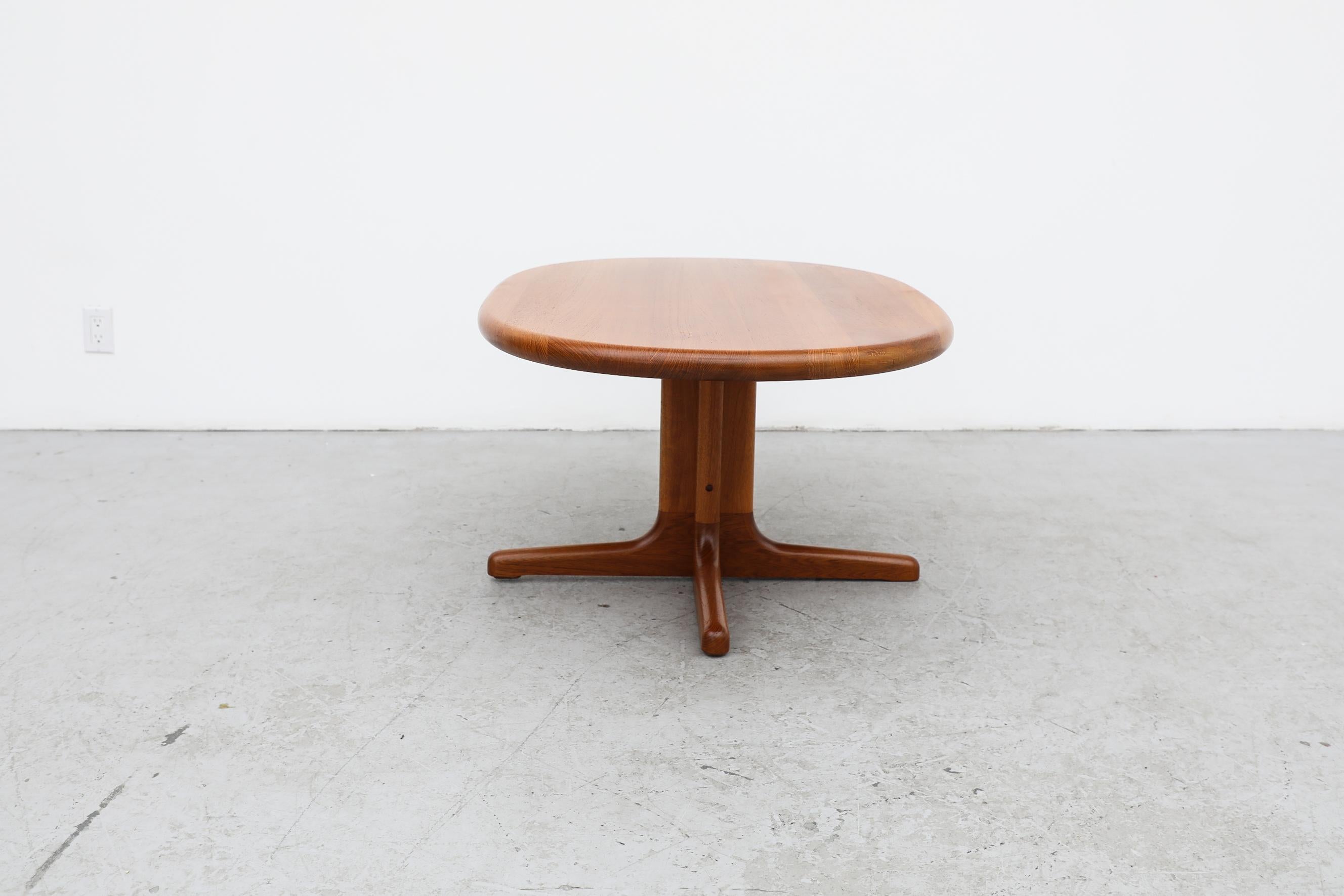 Mid-20th Century Mid-Century Solid Teak Oval Coffee or Side Table by Niels Bach w/ Pedestal Base For Sale