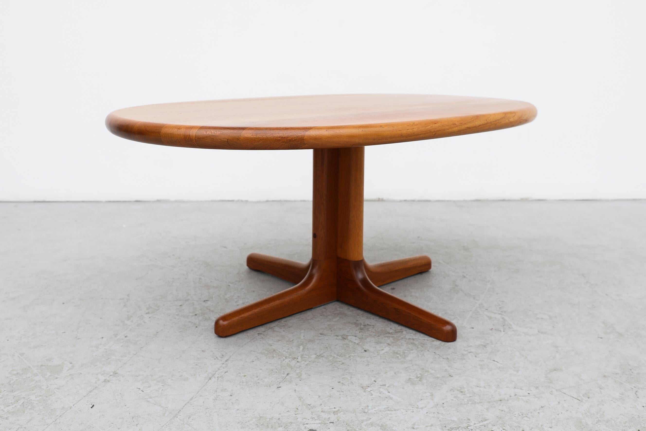 Mid-Century Solid Teak Oval Coffee or Side Table by Niels Bach w/ Pedestal Base For Sale 3