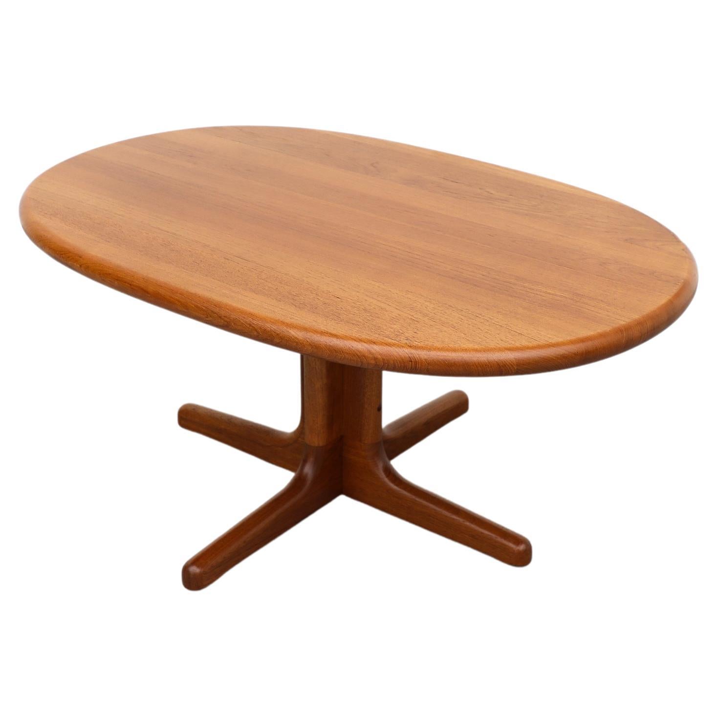 Mid-Century Solid Teak Oval Coffee or Side Table by Niels Bach w/ Pedestal Base For Sale