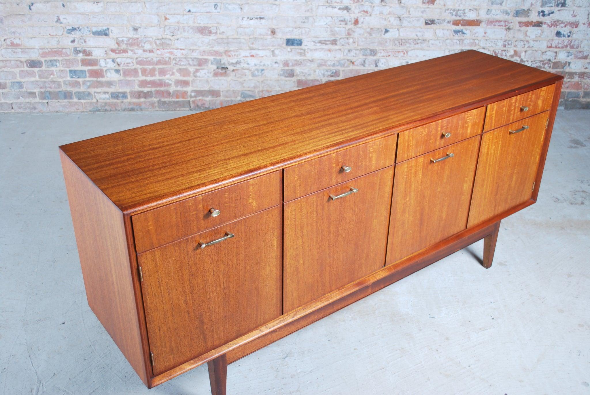 20th Century Mid Century Solid Teak Sideboard with Brass Handles by Greaves & Thomas, 1960s