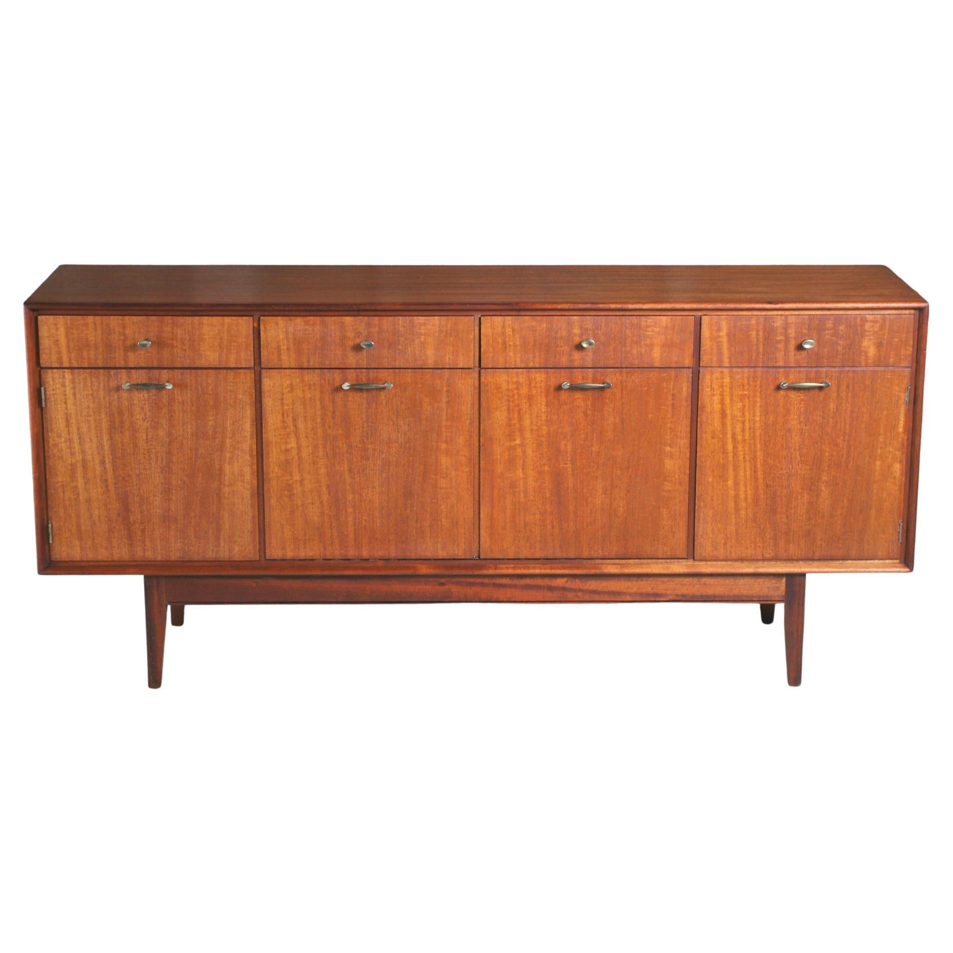 Mid Century Solid Teak Sideboard with Brass Handles by Greaves & Thomas, 1960s